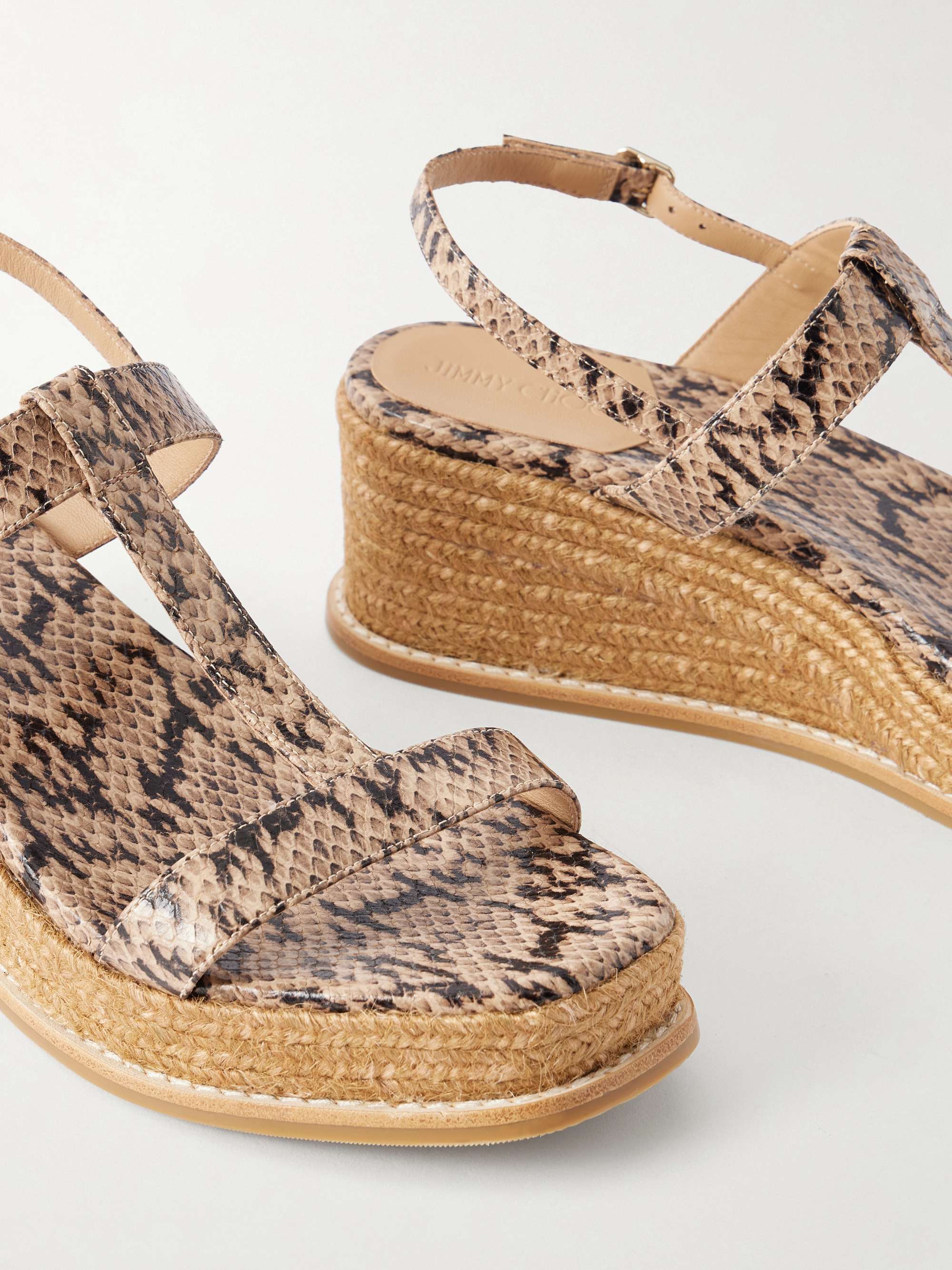 JIMMY CHOO Theia 60 snake-effect leather espadrilles wedge sandals