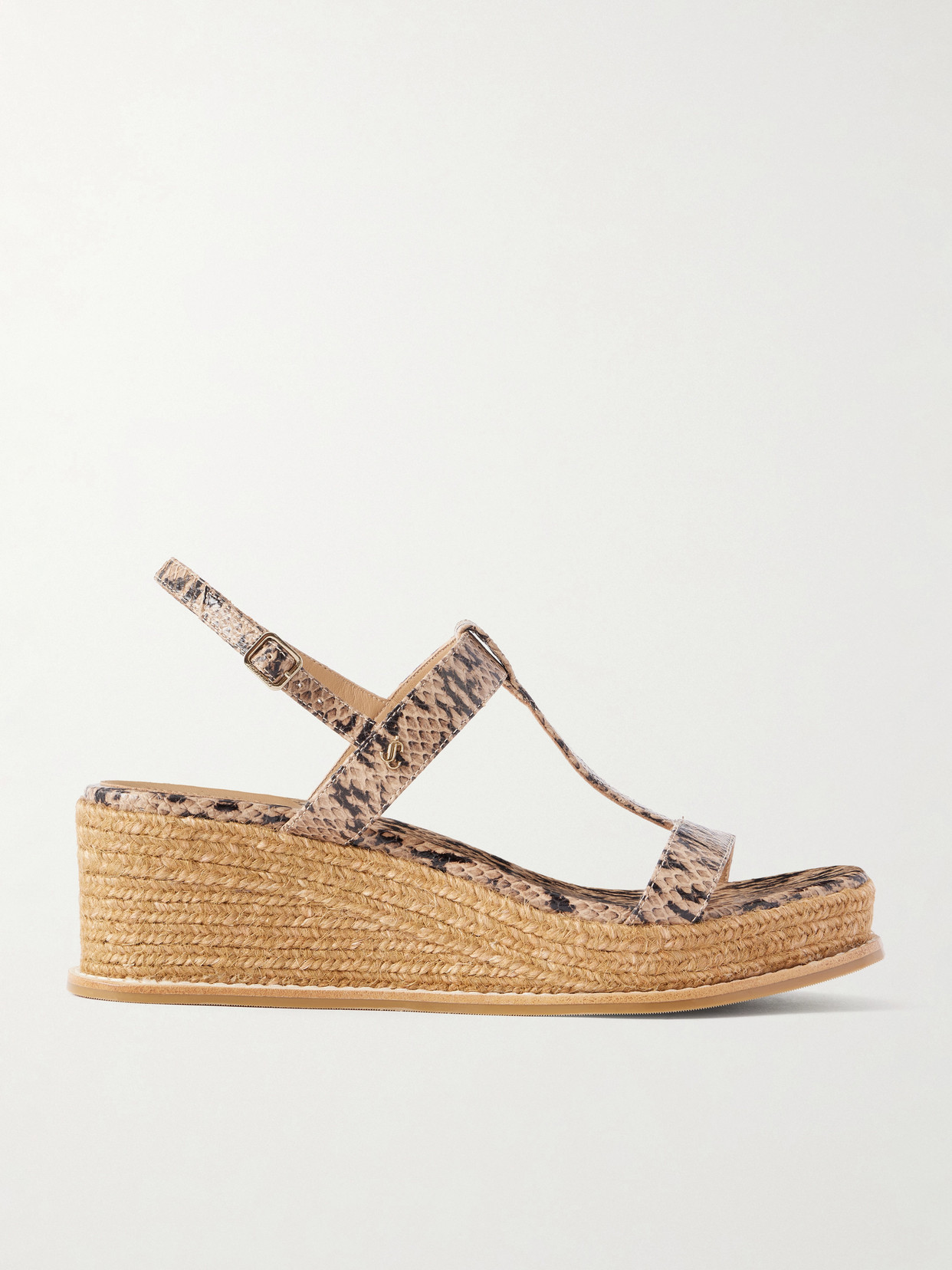 Jimmy Choo Theia 60 Snake-effect Leather Espadrilles Wedge Sandals In Brown