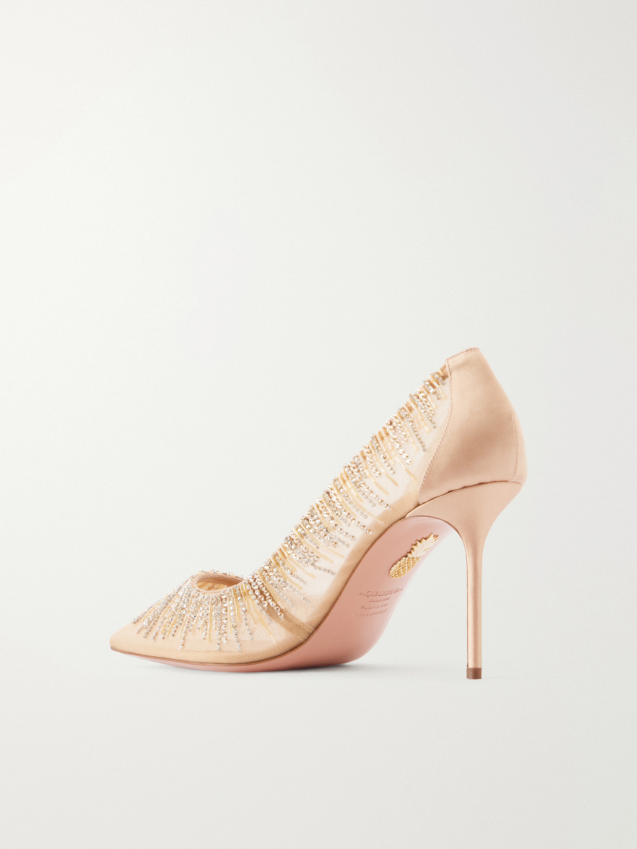 Soft Sky 85 Crystal And Bead-Embellished Satin-Trimmed Pumps