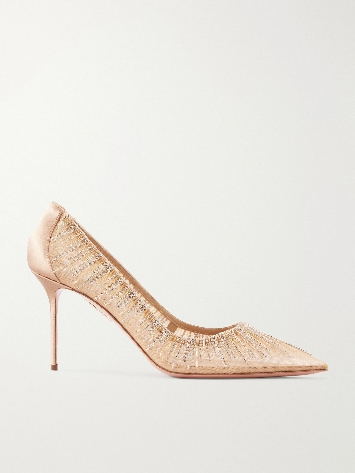 Soft Sky 85 Crystal And Bead-Embellished Satin-Trimmed Pumps