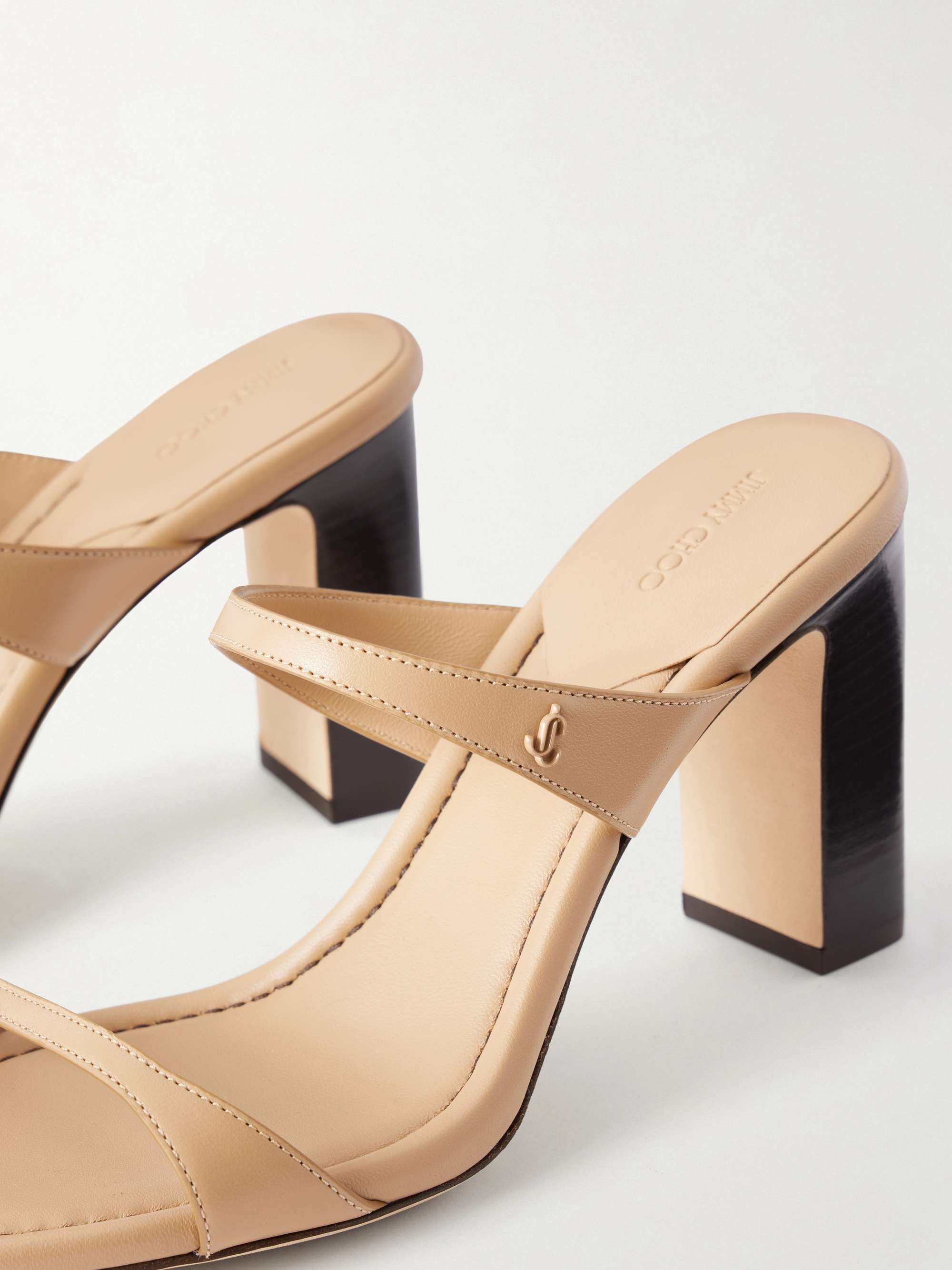 ★*i様 Bit Square-Toe Mules バニラ 38 JIMMY CHOO Lucian 85 leather mules | NET-A-PORTER
