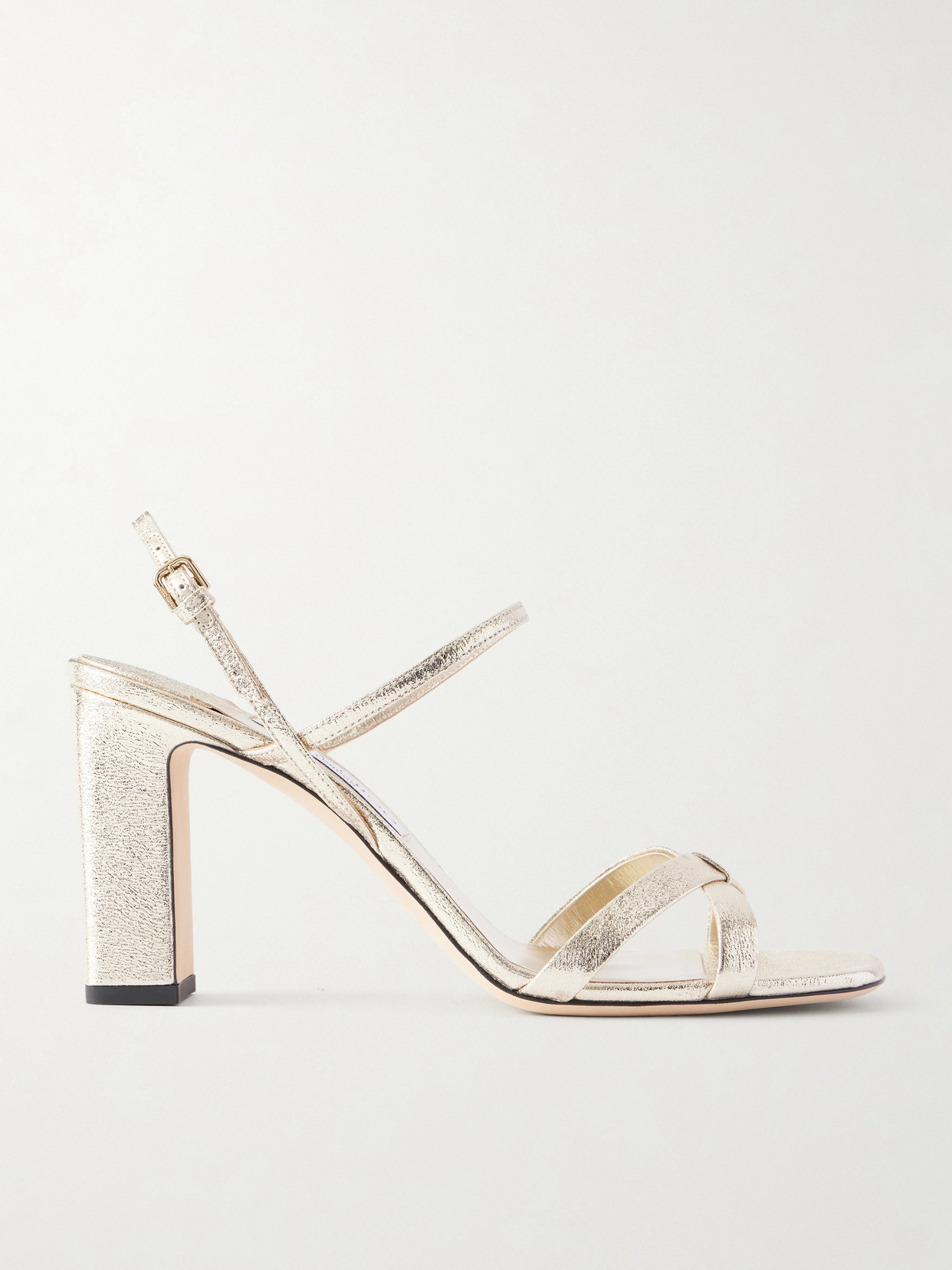 Jimmy Choo - Elsy 85 Metallic Leather Sandals - Gold