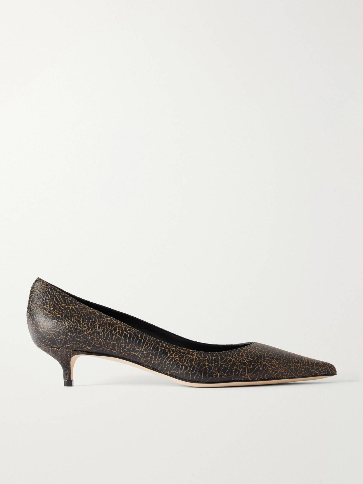 Jimmy Choo Amelia 30 Crinkled-leather Pumps In Brown