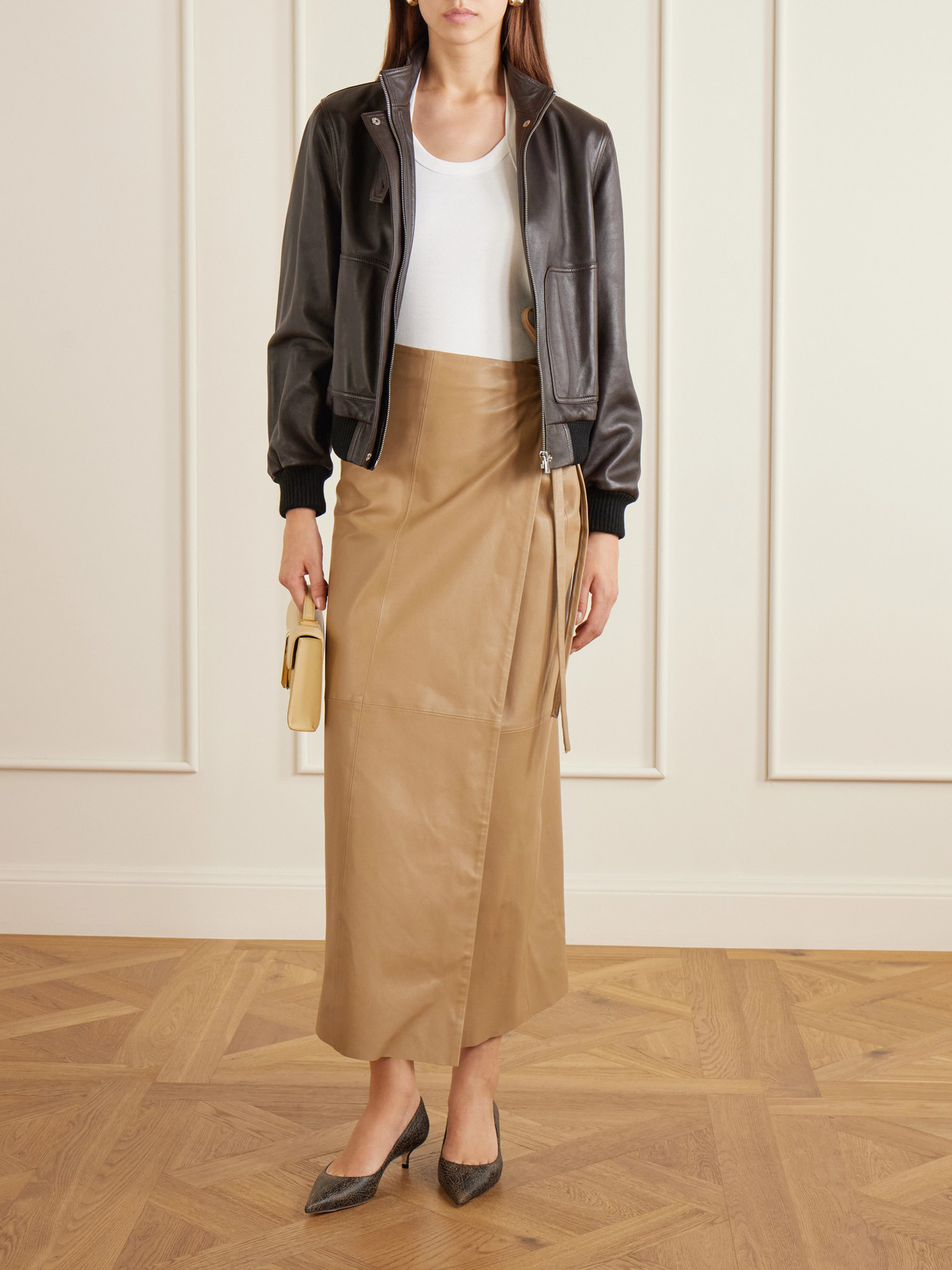 Amelia 30 Crinkled-Leather Pumps