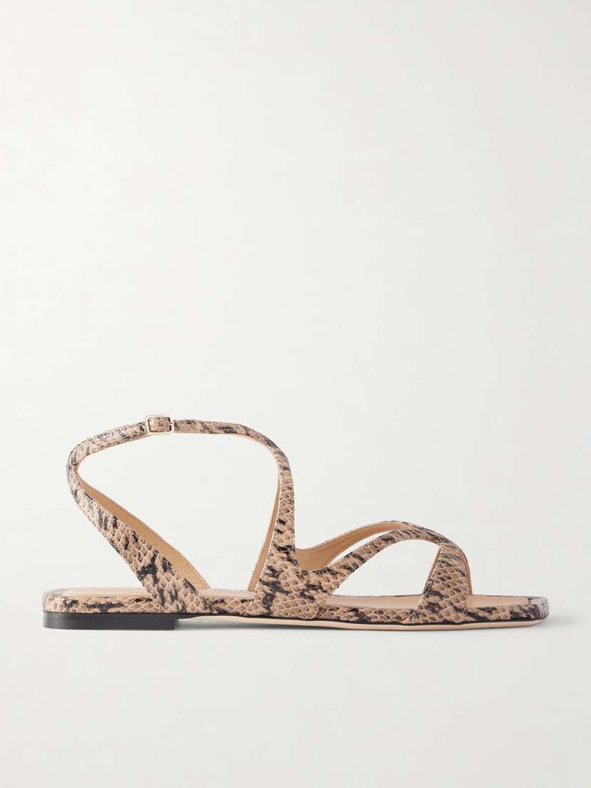 Jimmy Choo Ayla Snake-effect Leather Sandals