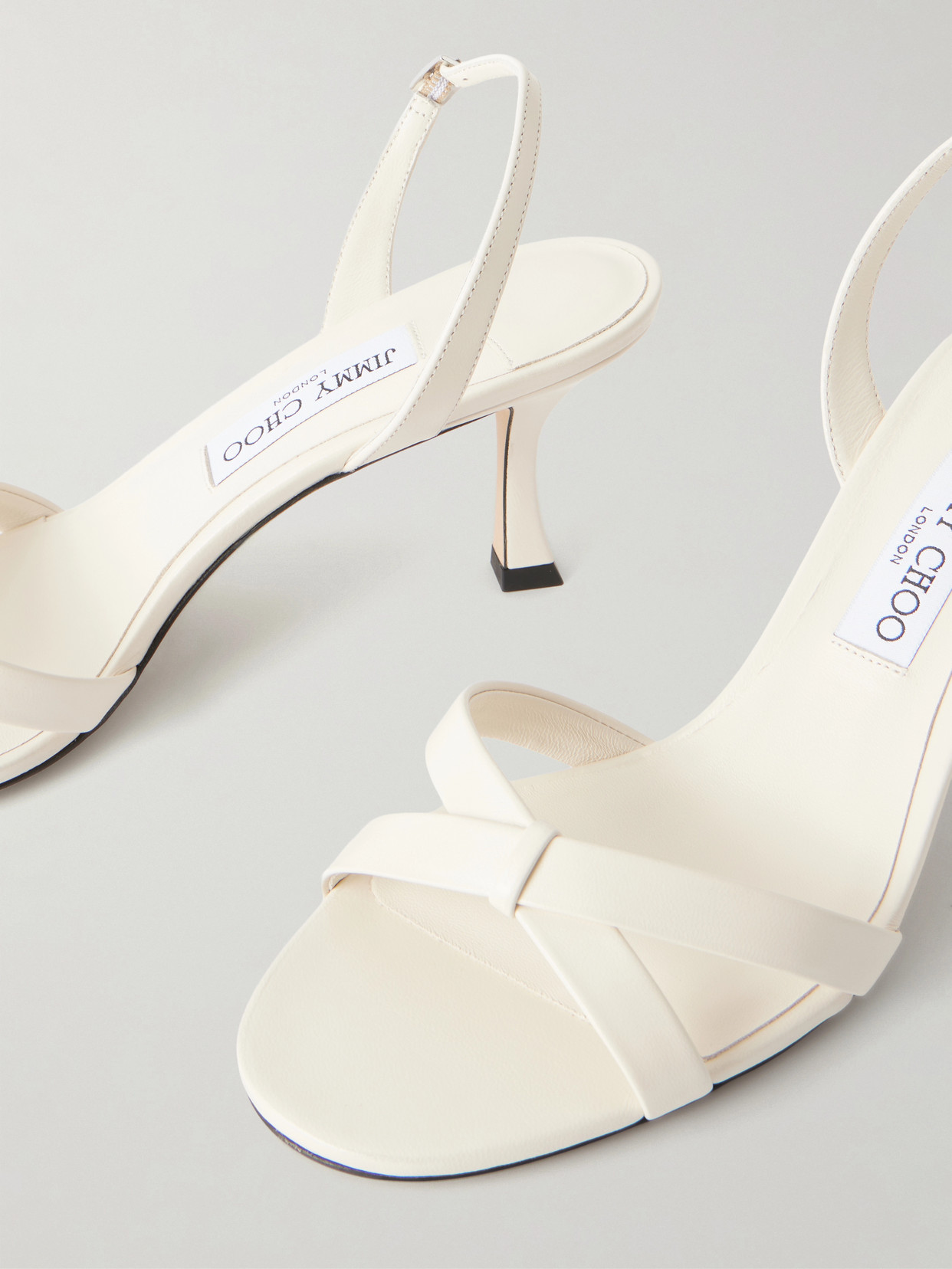 Jimmy Choo Womens Latte Elsy 70 Leather Heeled Sandals Eur 41 / 8 Uk In White