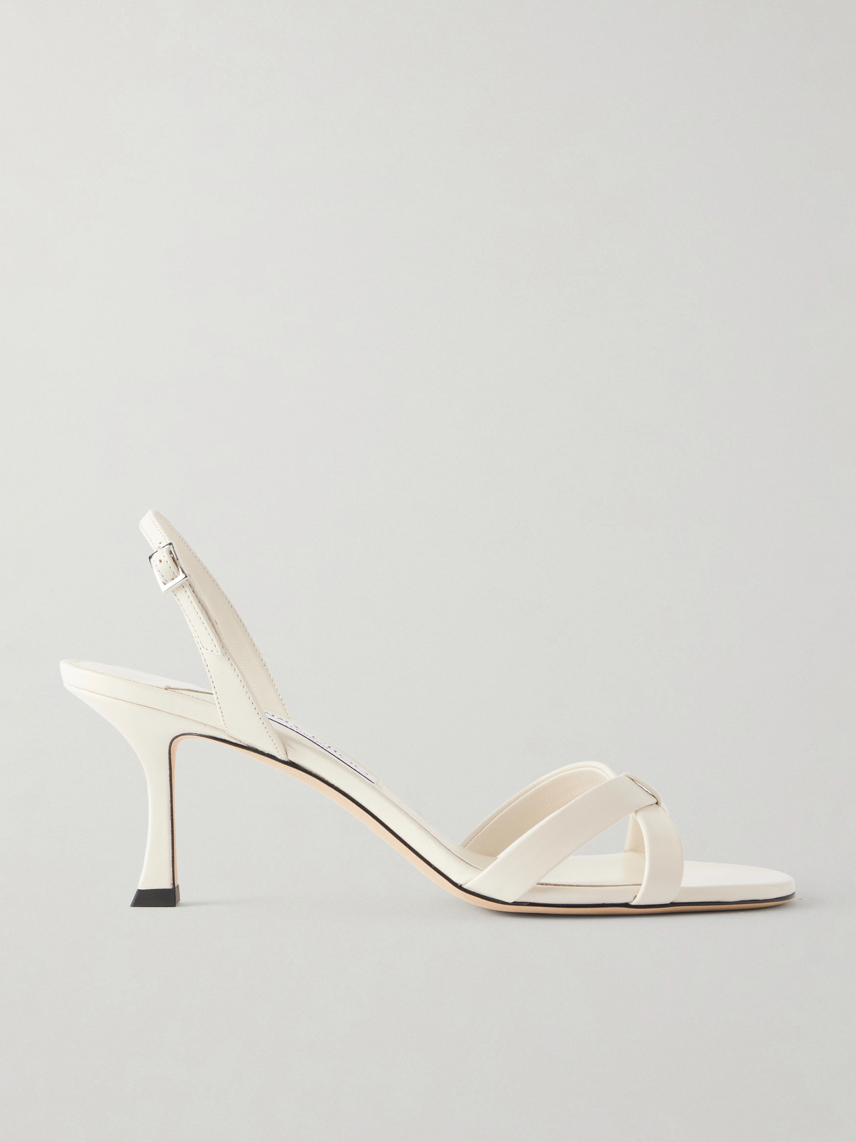 Jimmy Choo Womens Latte Elsy 70 Leather Heeled Sandals Eur 41 / 8 Uk In White