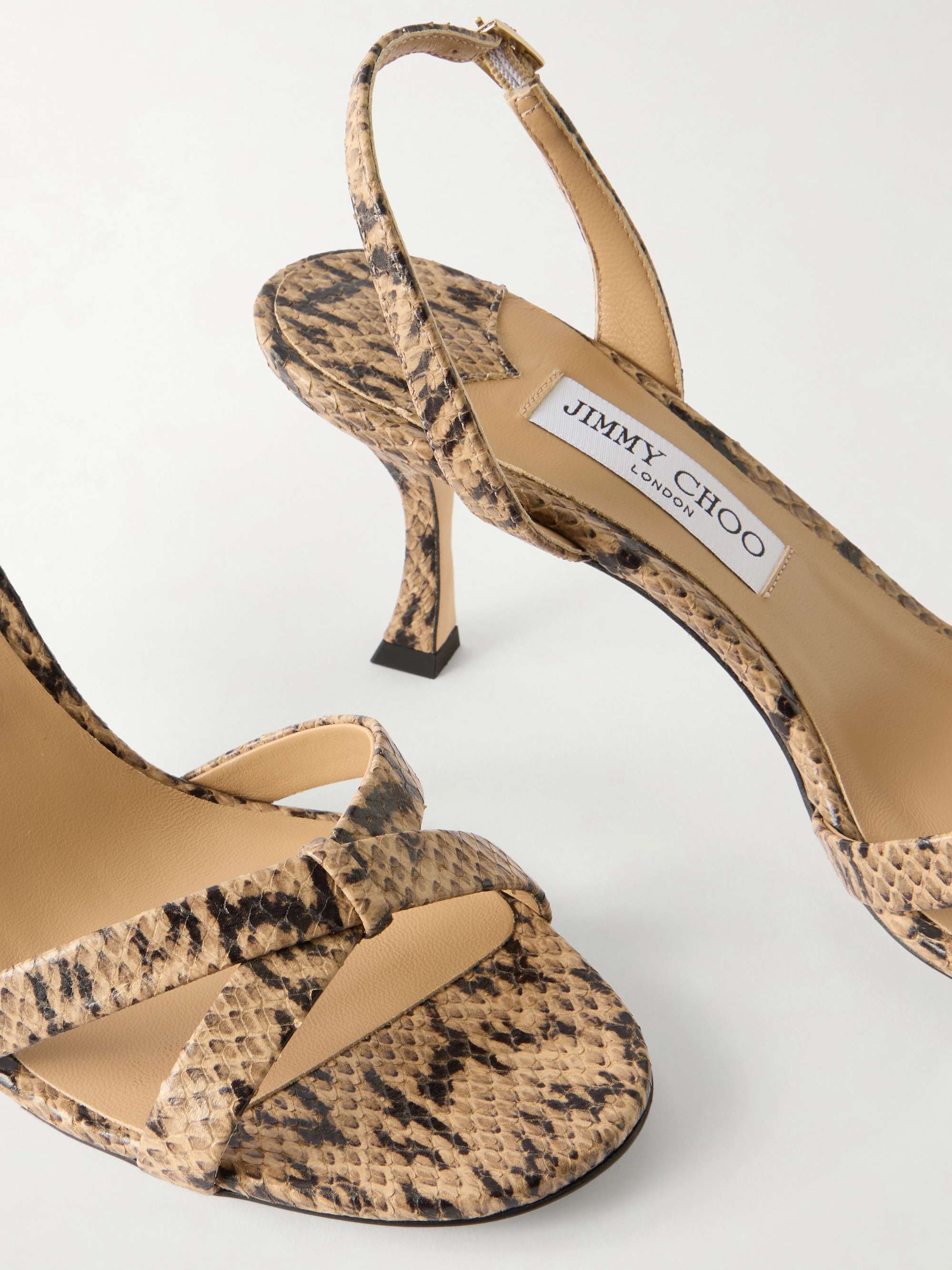 JIMMY CHOO Elsy 70 snake-effect leather sandals | NET-A-PORTER
