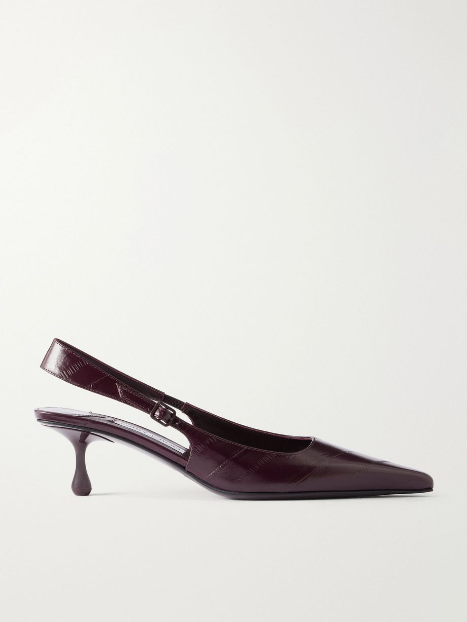 Amel 50 logo-embellished eel-effect leather slingback pumps