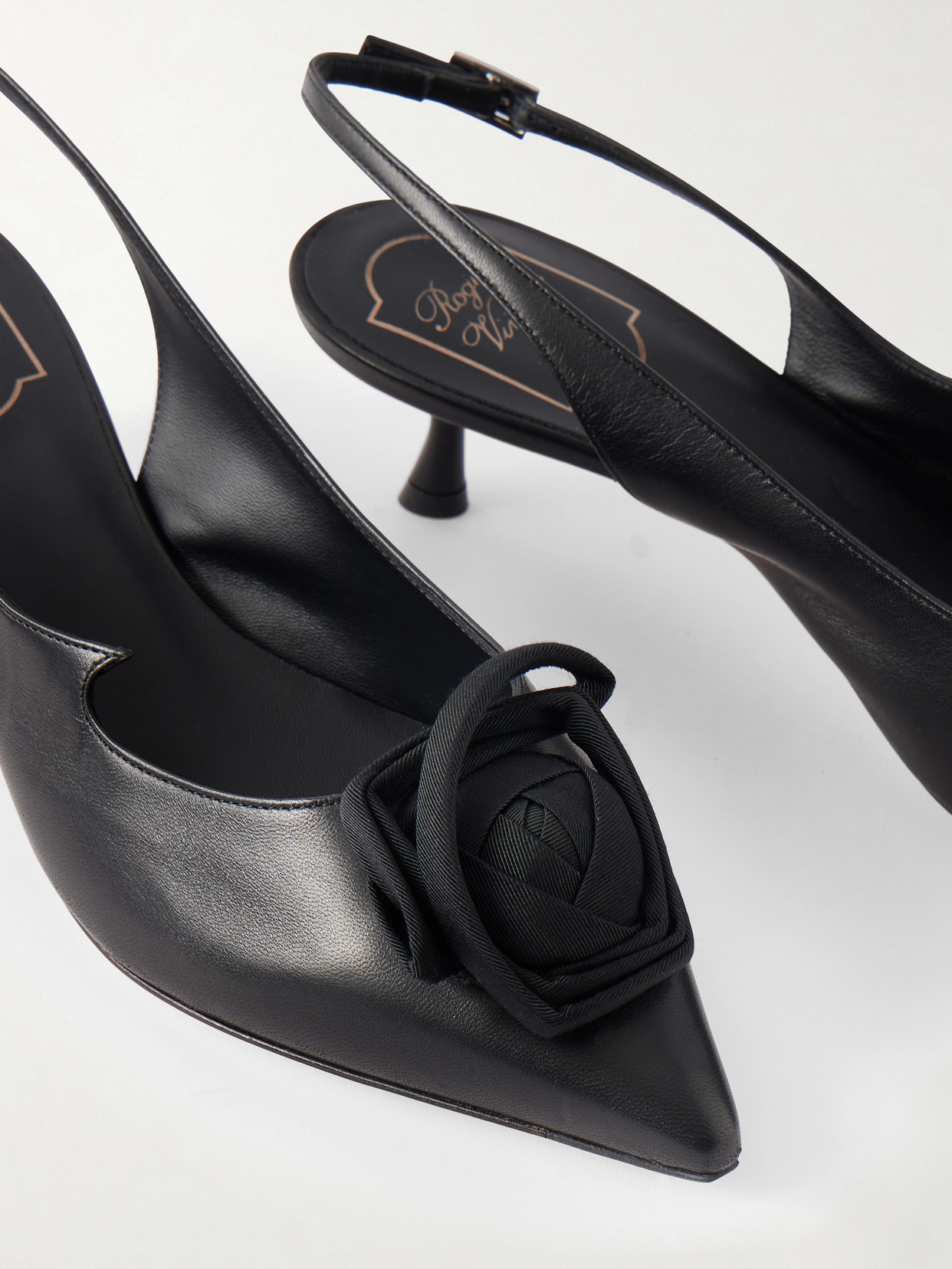 I Love Vivier Roses 45 Twill-Trimmed Slingback