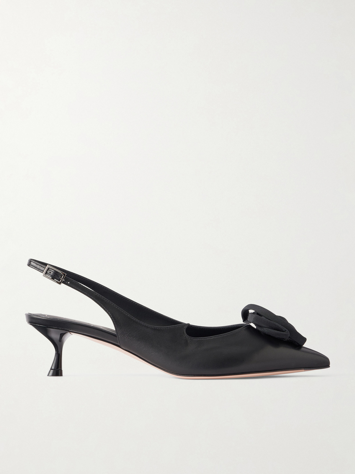 Roger Vivier I Love Vivier Roses 45 Twill-trimmed Leather Slingback Pumps In Black