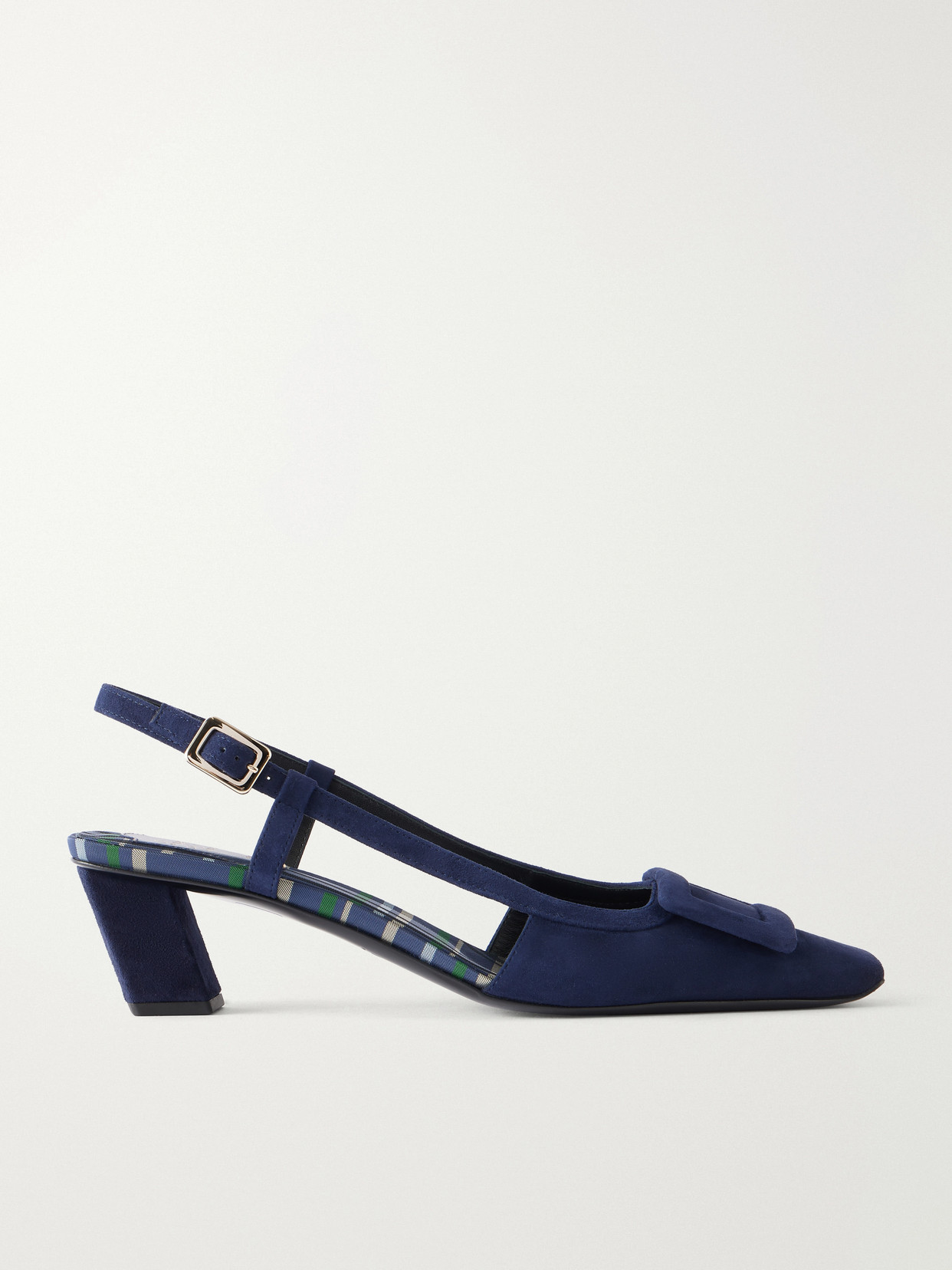 Roger Vivier Belle Vivier 45 Buckled Suede Ballet Flats In Blue