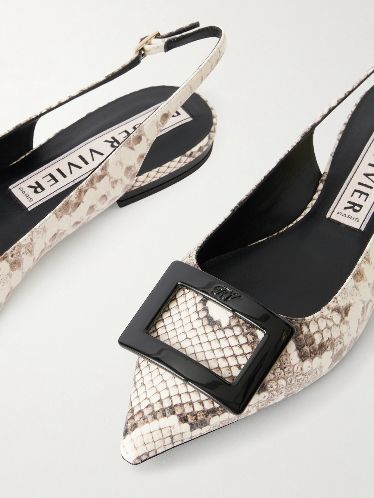 Gommettine Buckled Snake-Effect Slingback