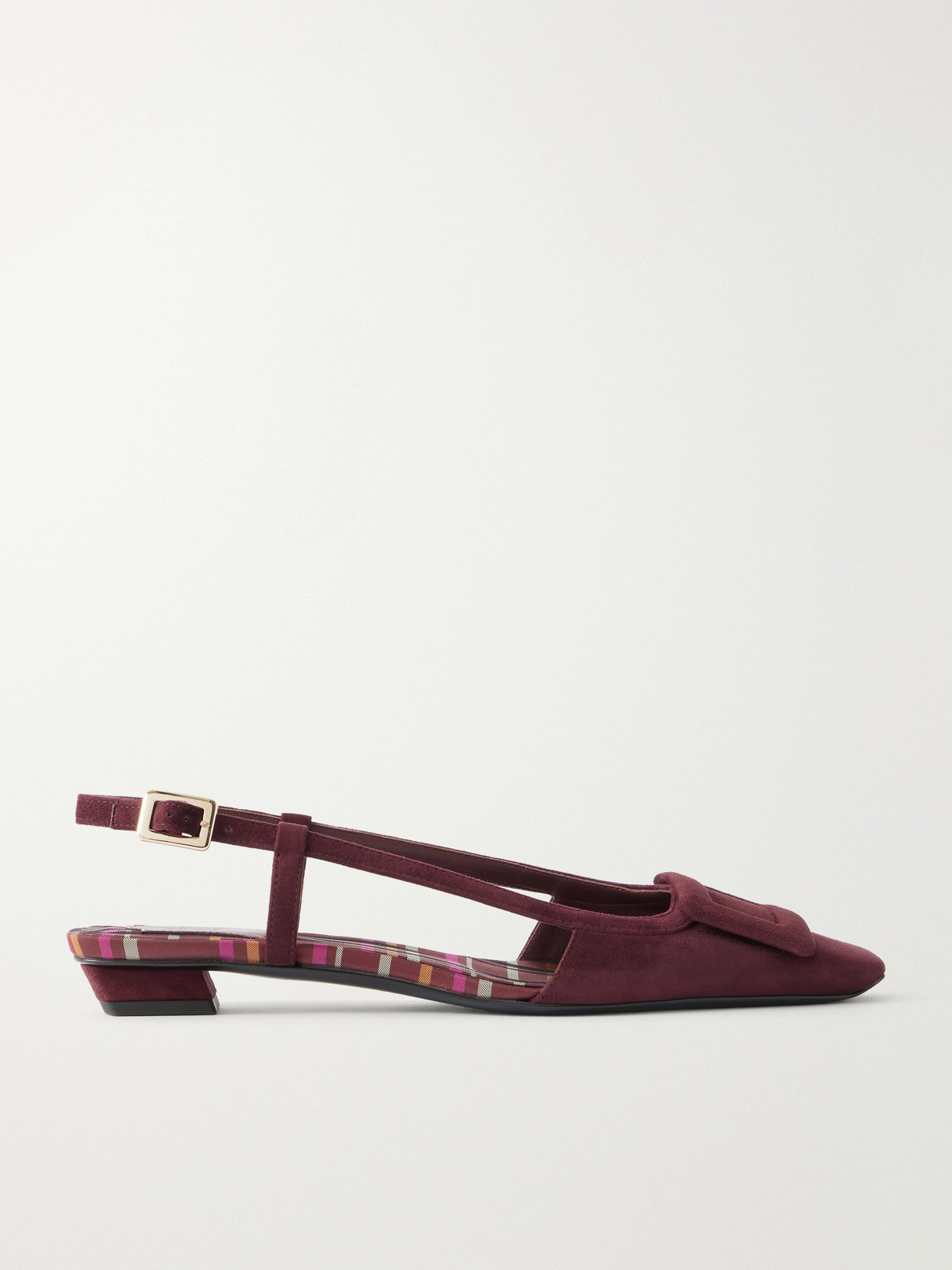 Roger Vivier 25 Suede Slingback Ballet Flats In Multi
