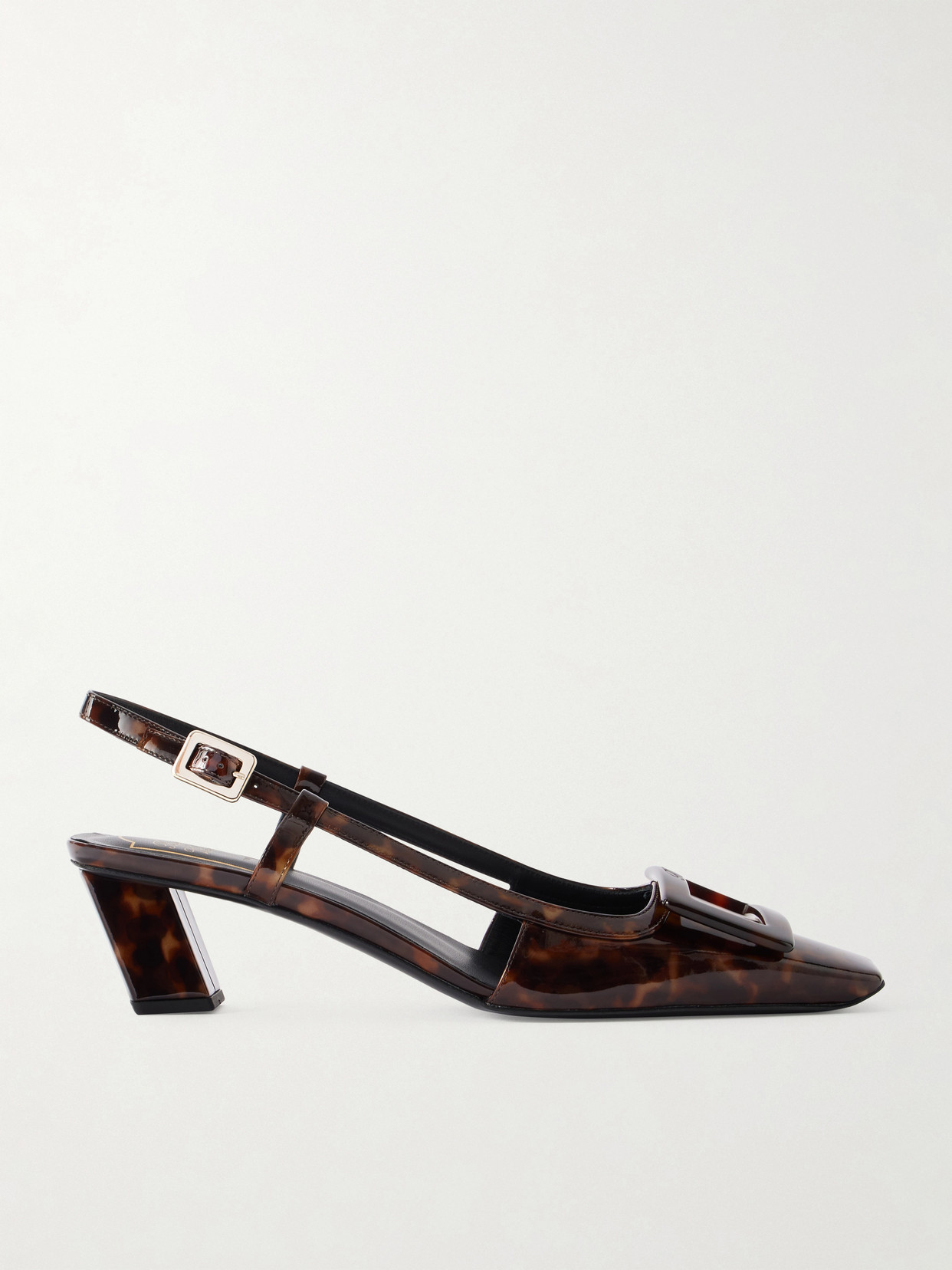 Roger Vivier Belle Vivier 45 Animal-print Patent-leather Slingback Pumps In Tortoiseshell