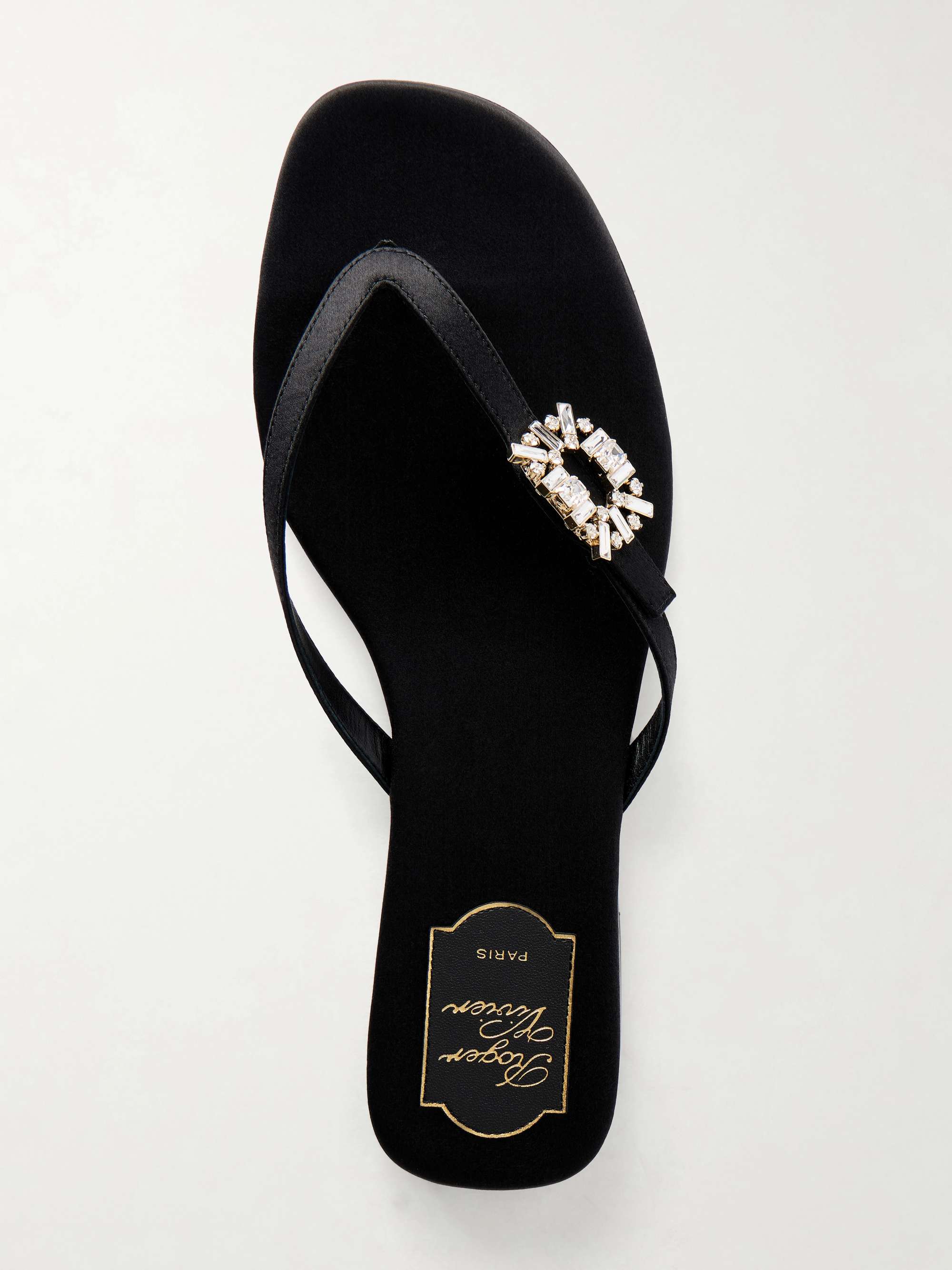 ★年末値下【美品】Roger Vivier フラットシューズ　37½ 24cm ROGER VIVIER Infradito embellished satin thong sandals | NET-A-PORTER