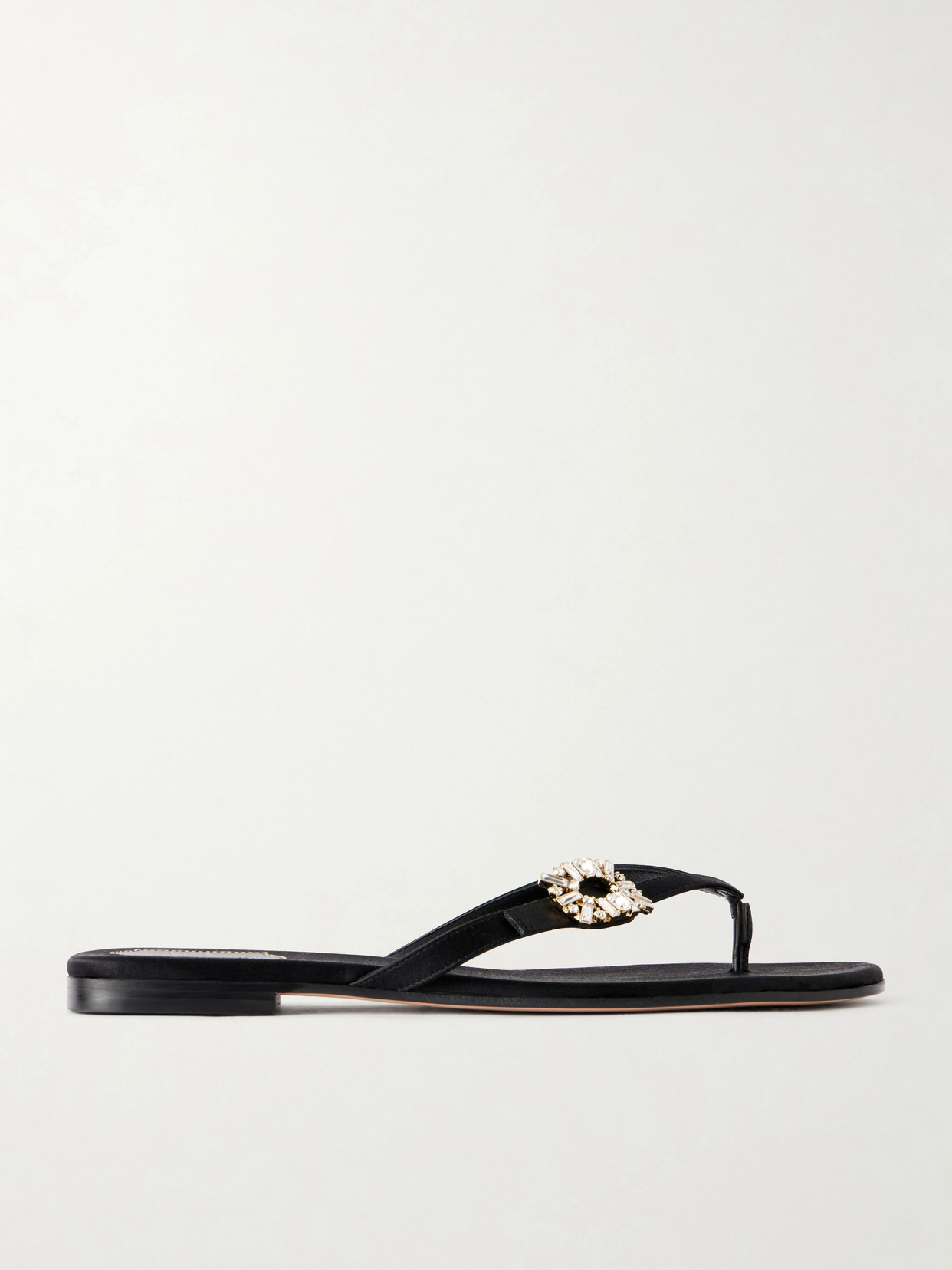 Roger Vivier - Infradito Embellished Satin Thong Sandals - Black