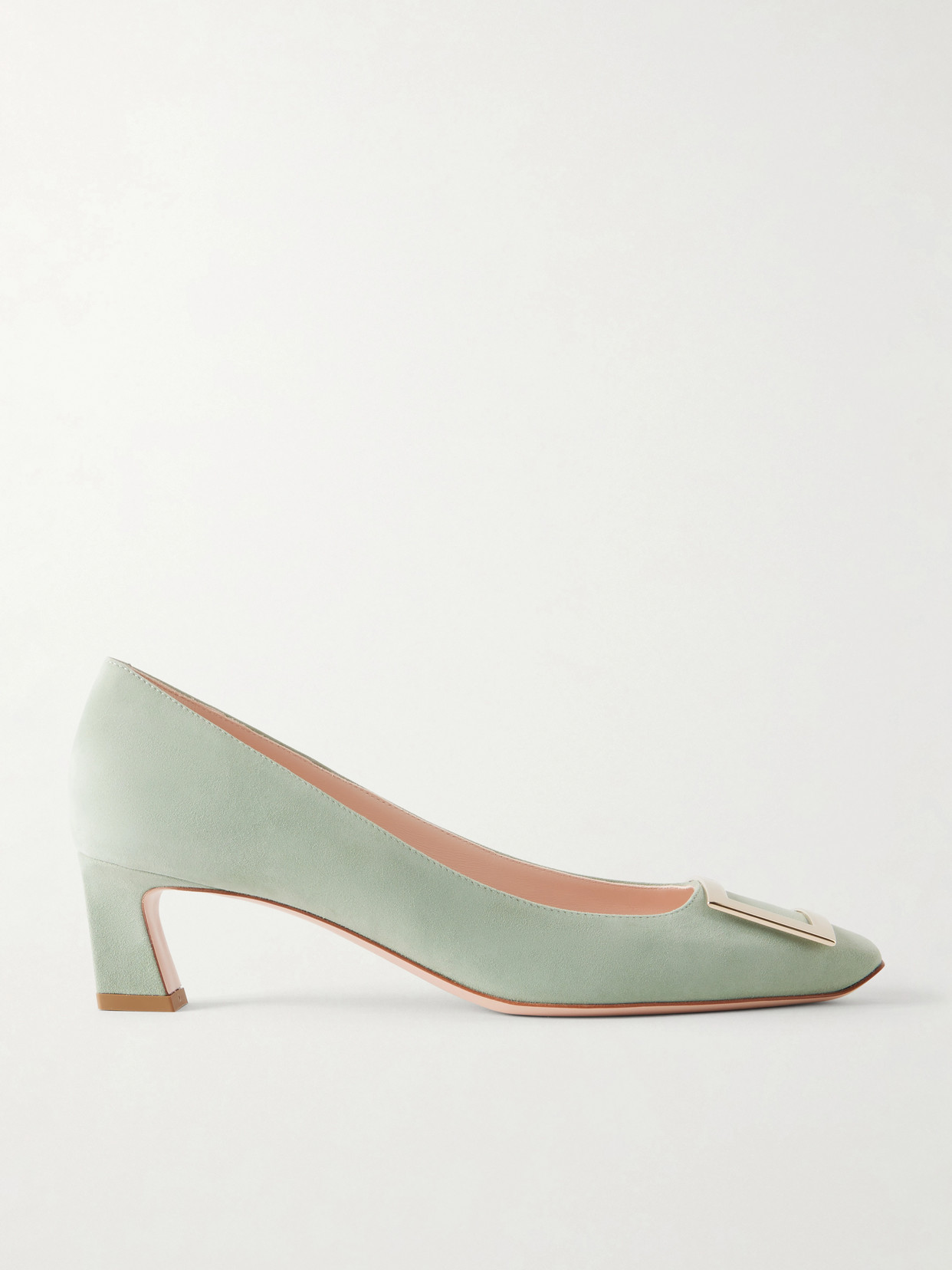 Roger Vivier Belle Vivier Trompette 45 Suede Pumps In Green