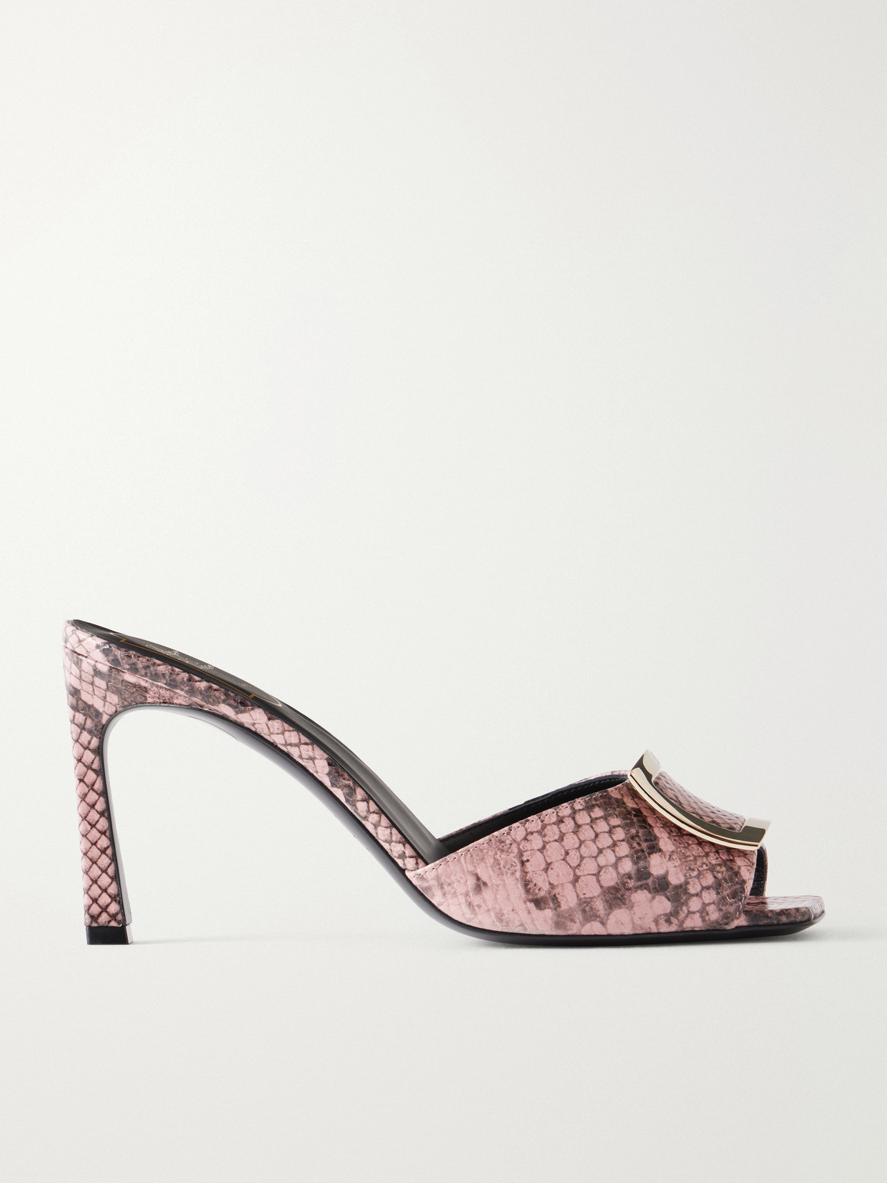 Roger Vivier Trompette 85 Embellished Snake-effect Leather Mules In Multi