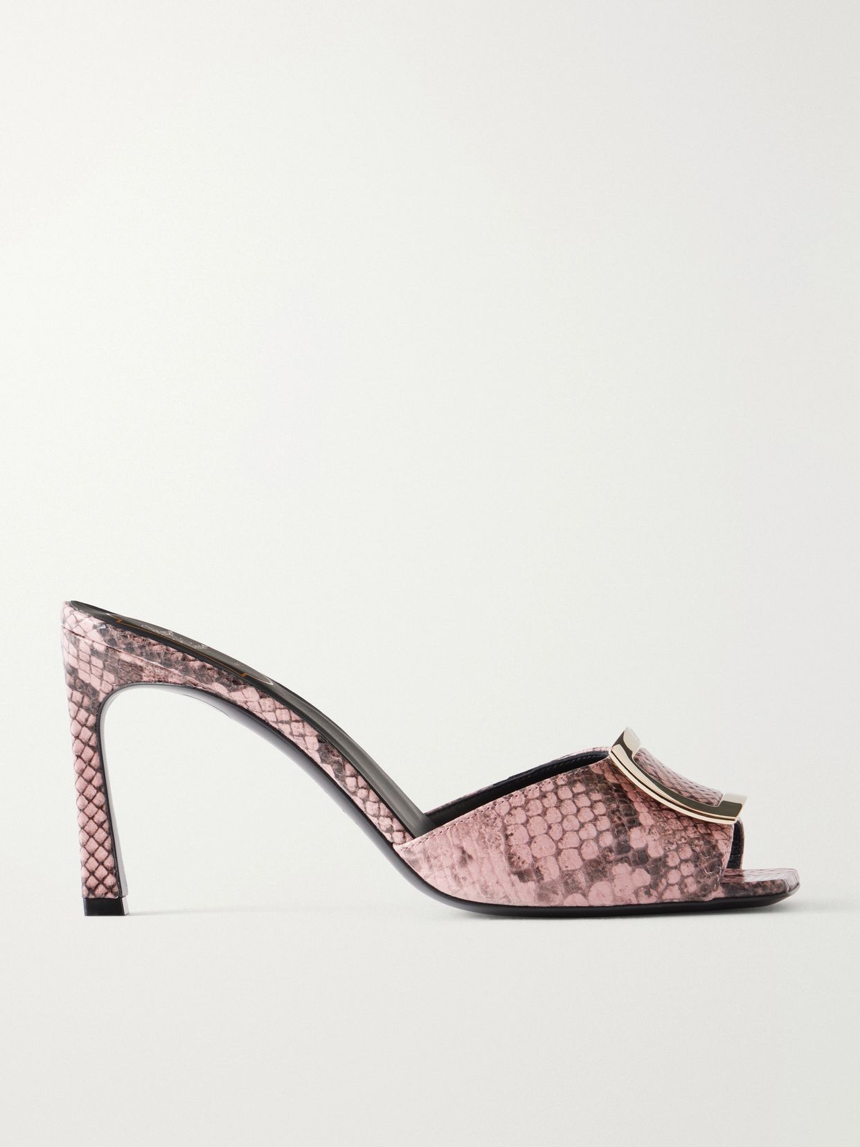 Trompette 85 embellished snake-effect leather mules