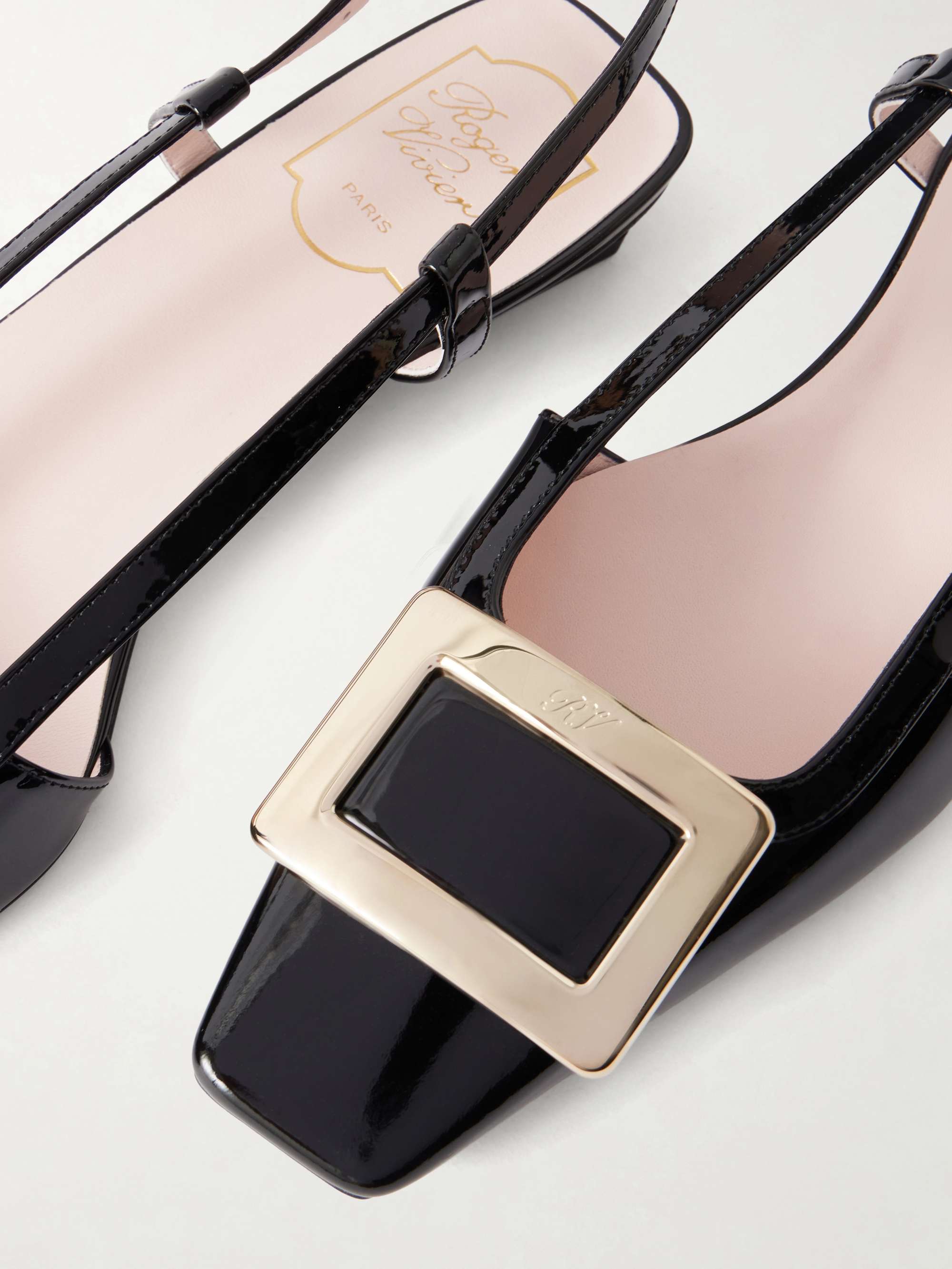 ROGER VIVIER Belle Vivier 45 patent leather slingback pumps | NET
