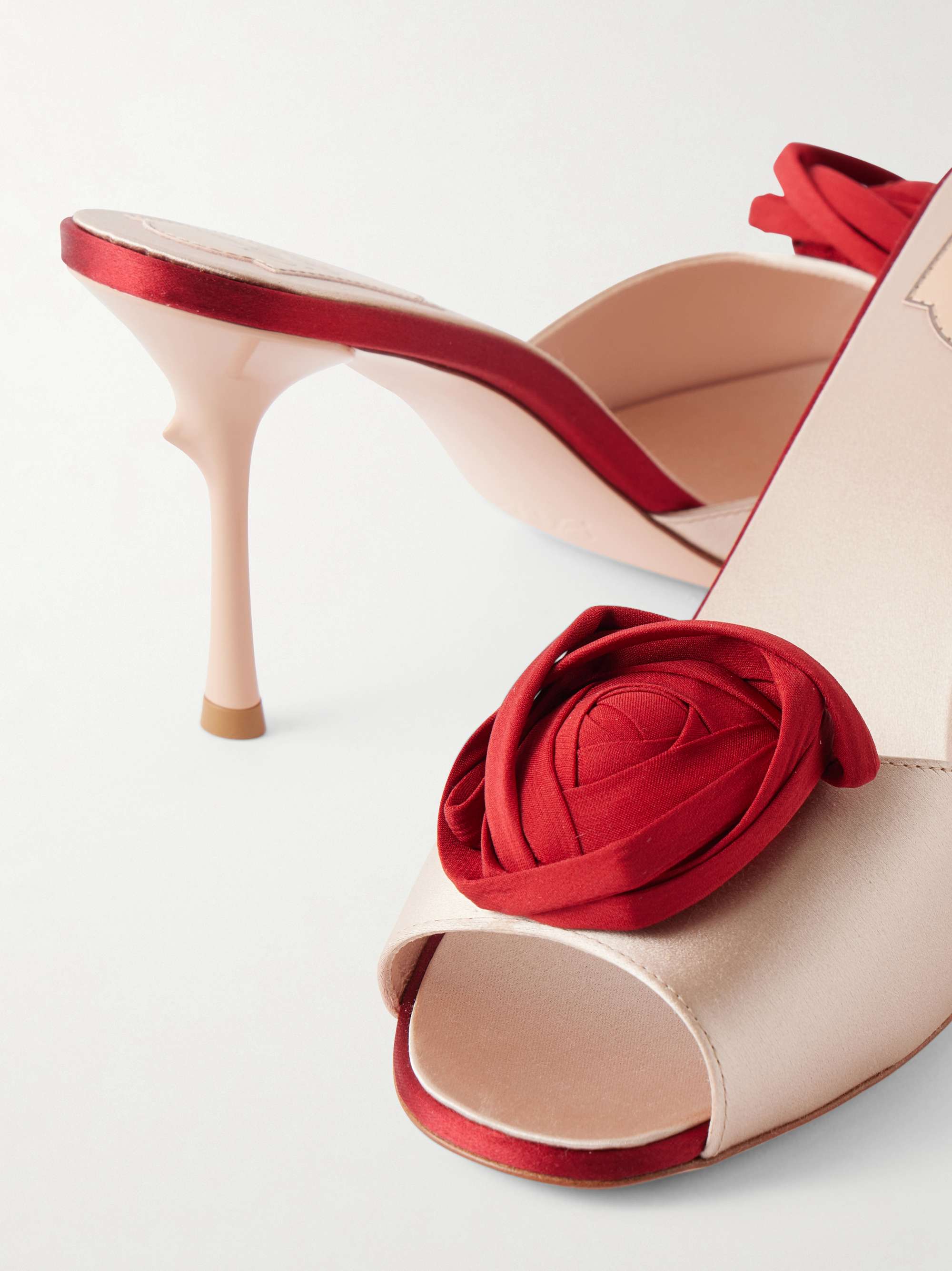 ROGER VIVIER Epine rose 85 twill-trimmed satin sandals | NET-A-PORTER