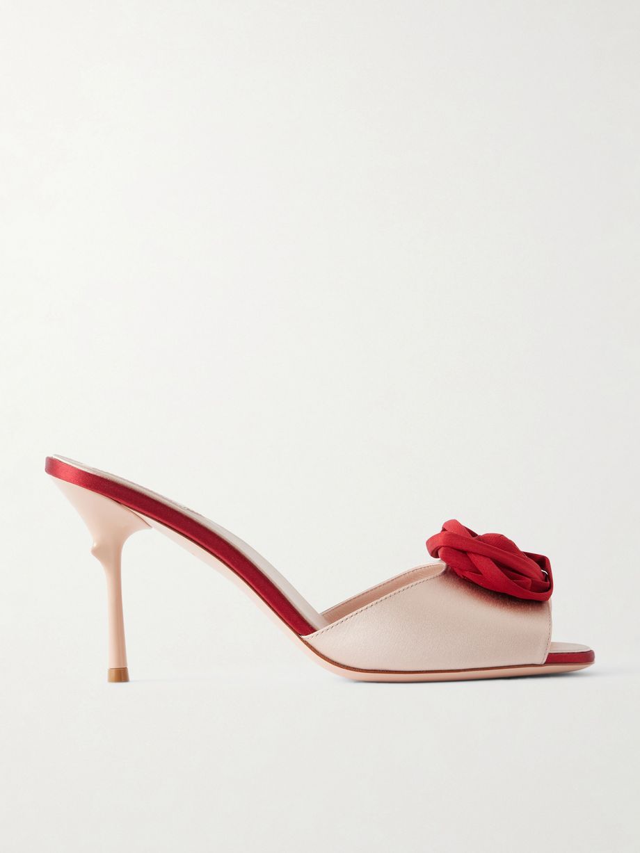 Epine rose 85 twill-trimmed satin sandals