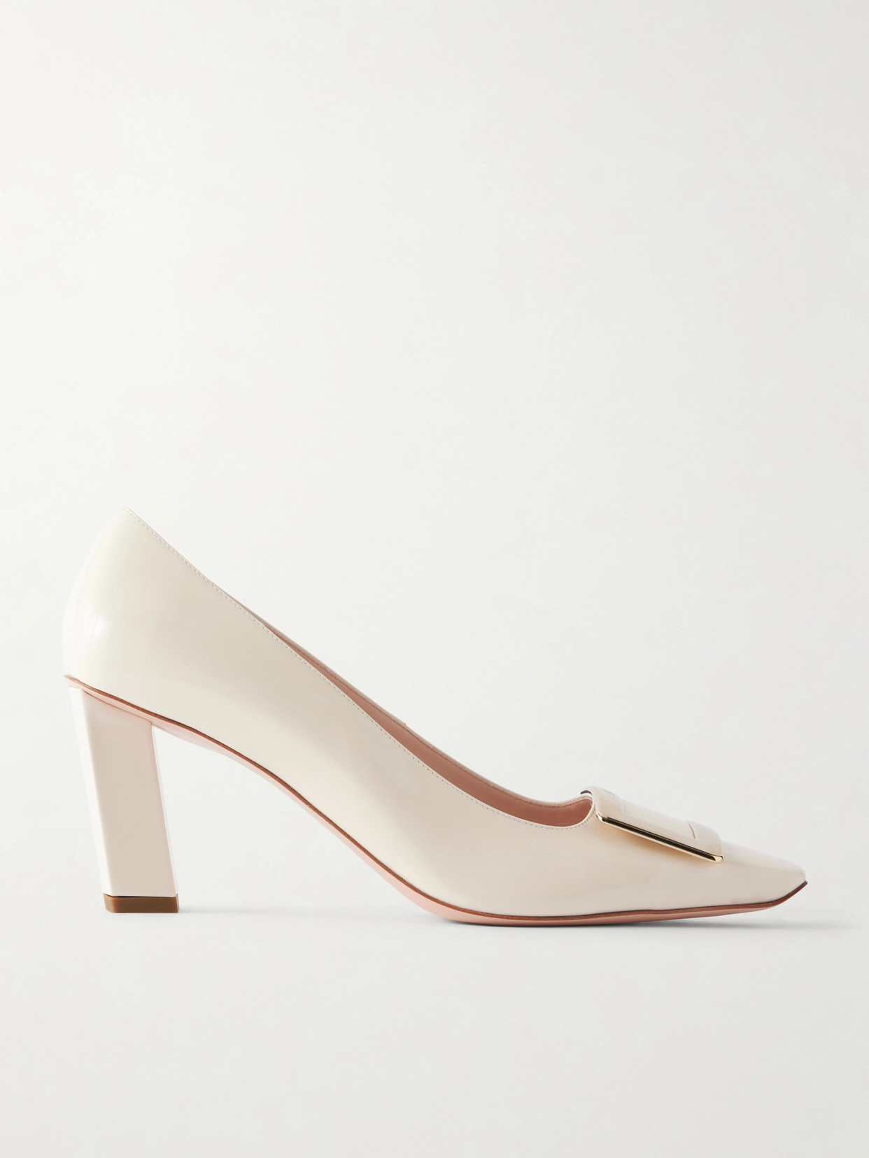Roger Vivier Belle Vivier 75 Buckled Patent-leather Pumps In Neutral