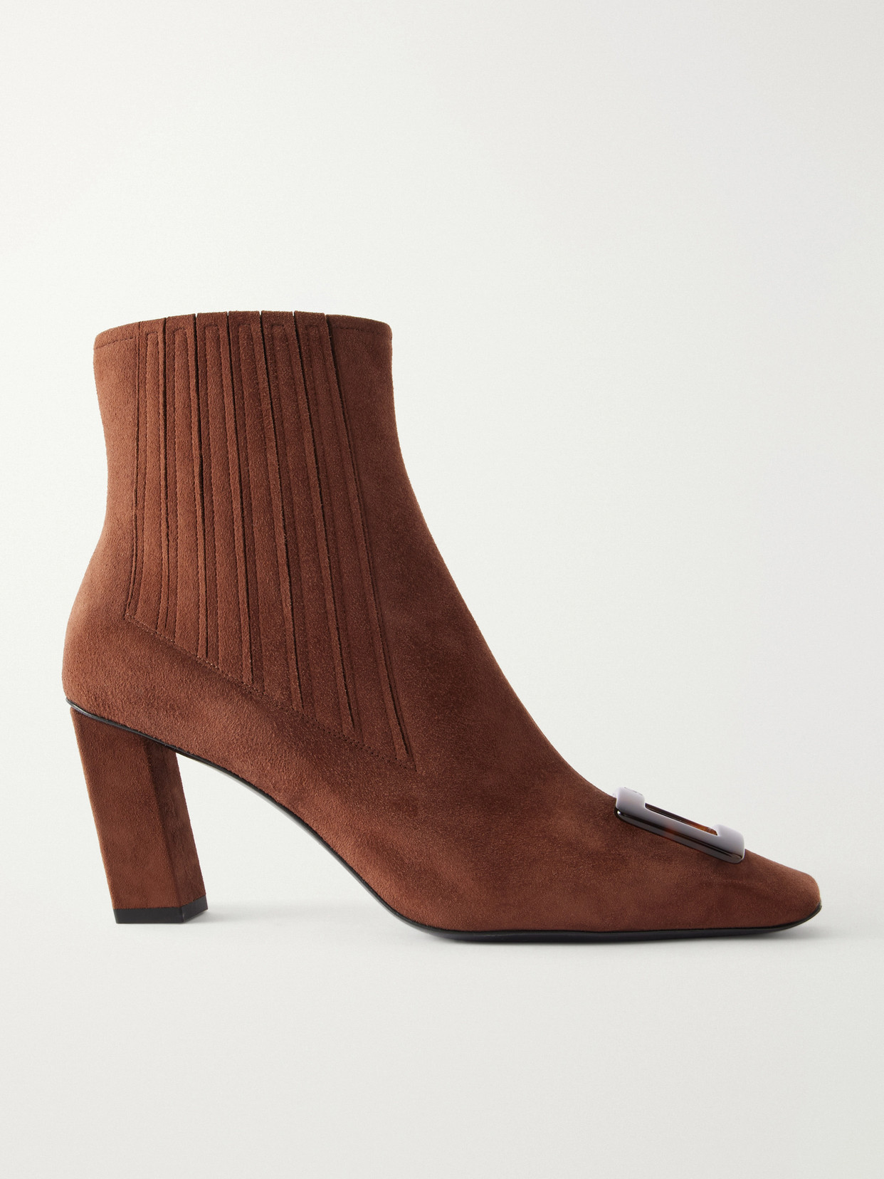 Roger Vivier Belle Vivier 75 Embellished Suede Ankle Boots In Brown