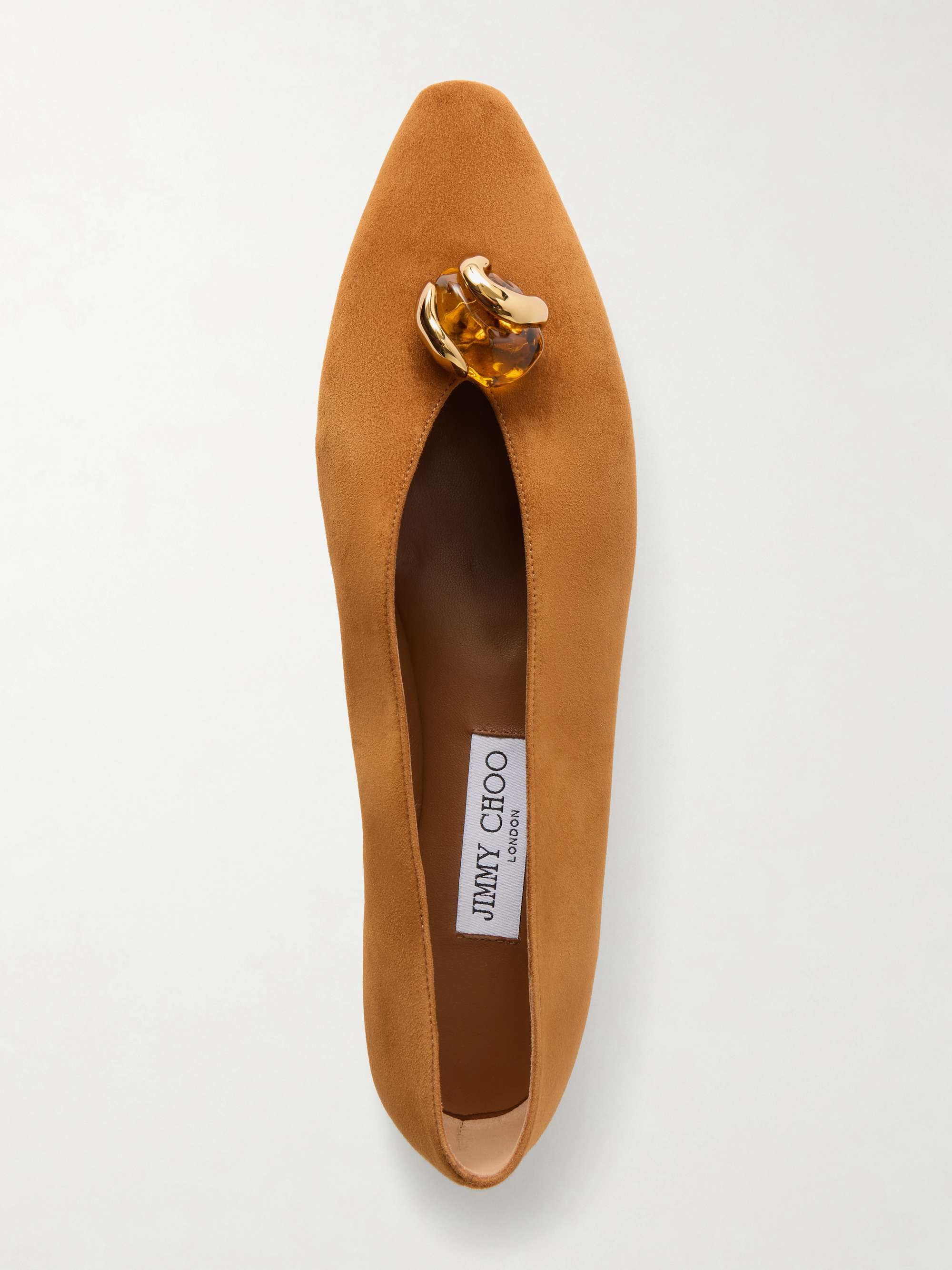 JIMMY CHOO Margot embellished suede ballet flats | NET-A-PORTER