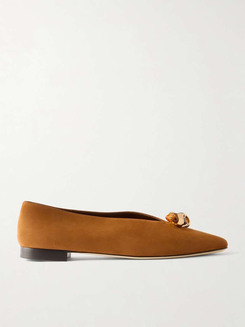 Jimmy Choo Margot Embellished Suede Ballet Flats