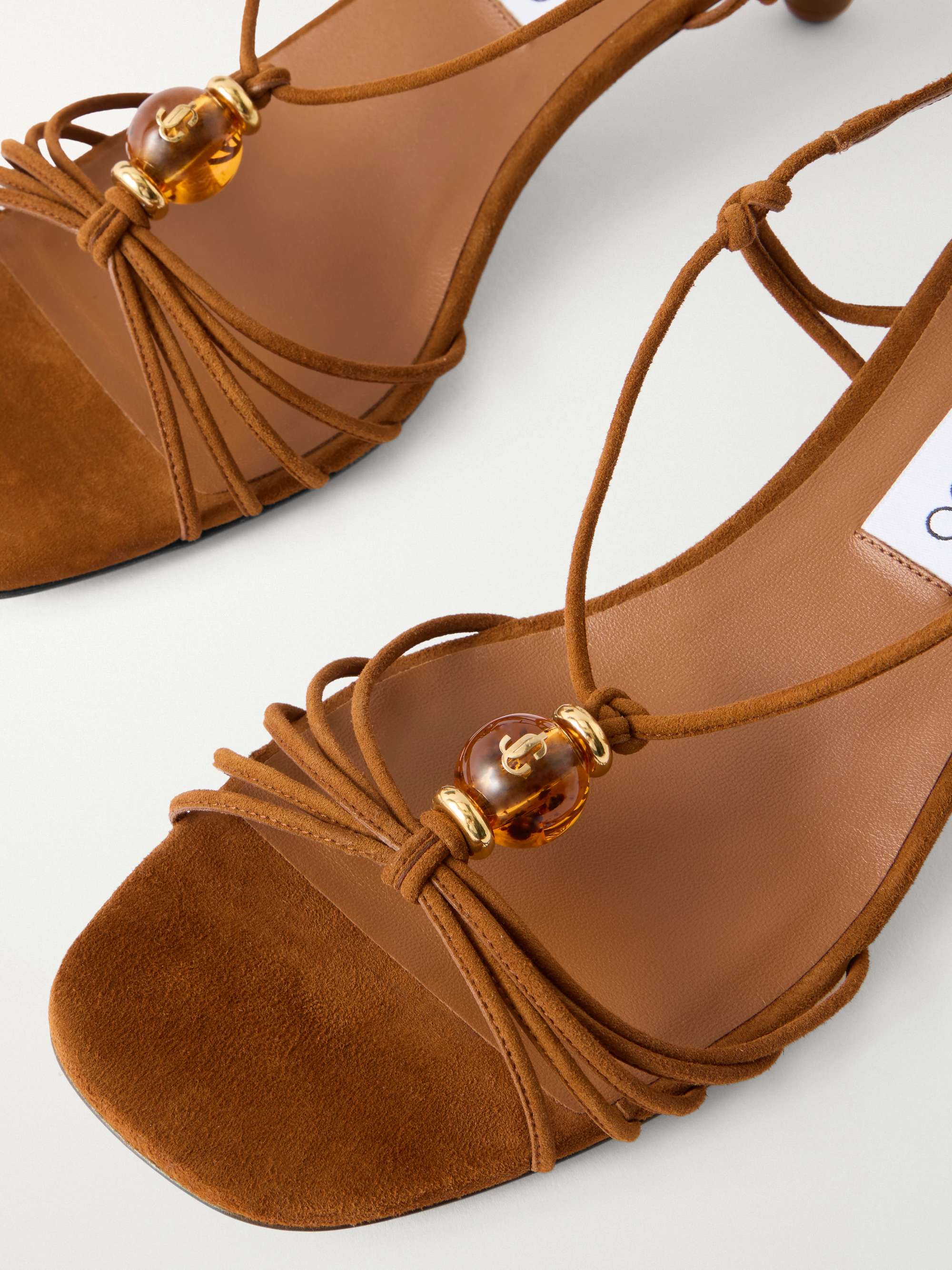 JIMMY CHOO Lova 50 embellished suede sandals | NET-A-PORTER