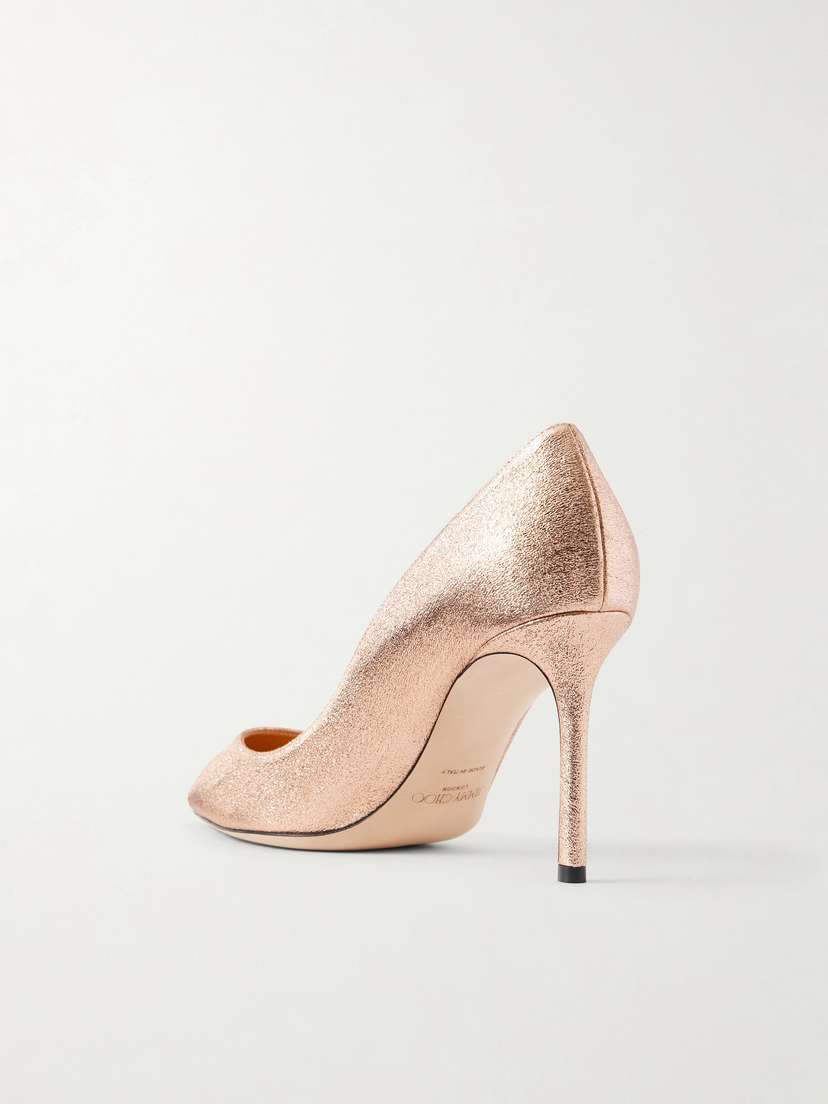 Jimmy Choo Romy Macaron 85 Metallic Crinkled Leather Pumps | Thumbnail 3