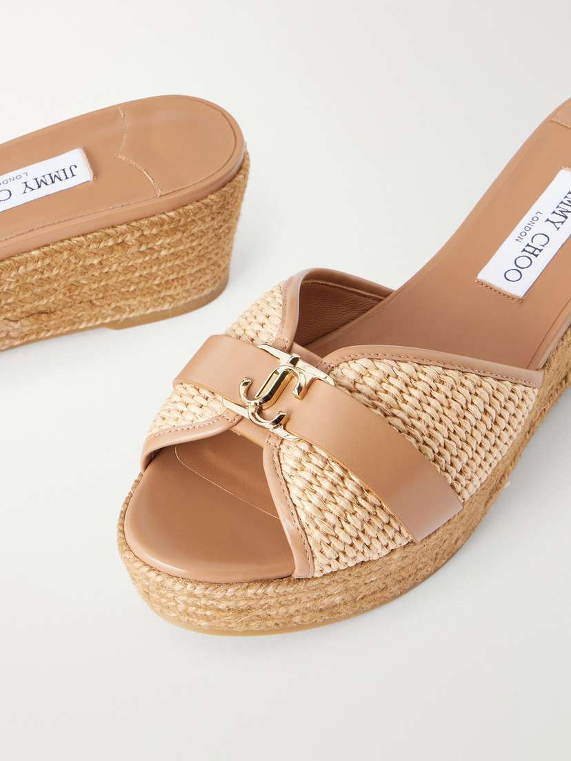 Jimmy Choo Leda 50 Leather-trimmed Raffia Platform Espadrilles | Thumbnail 5