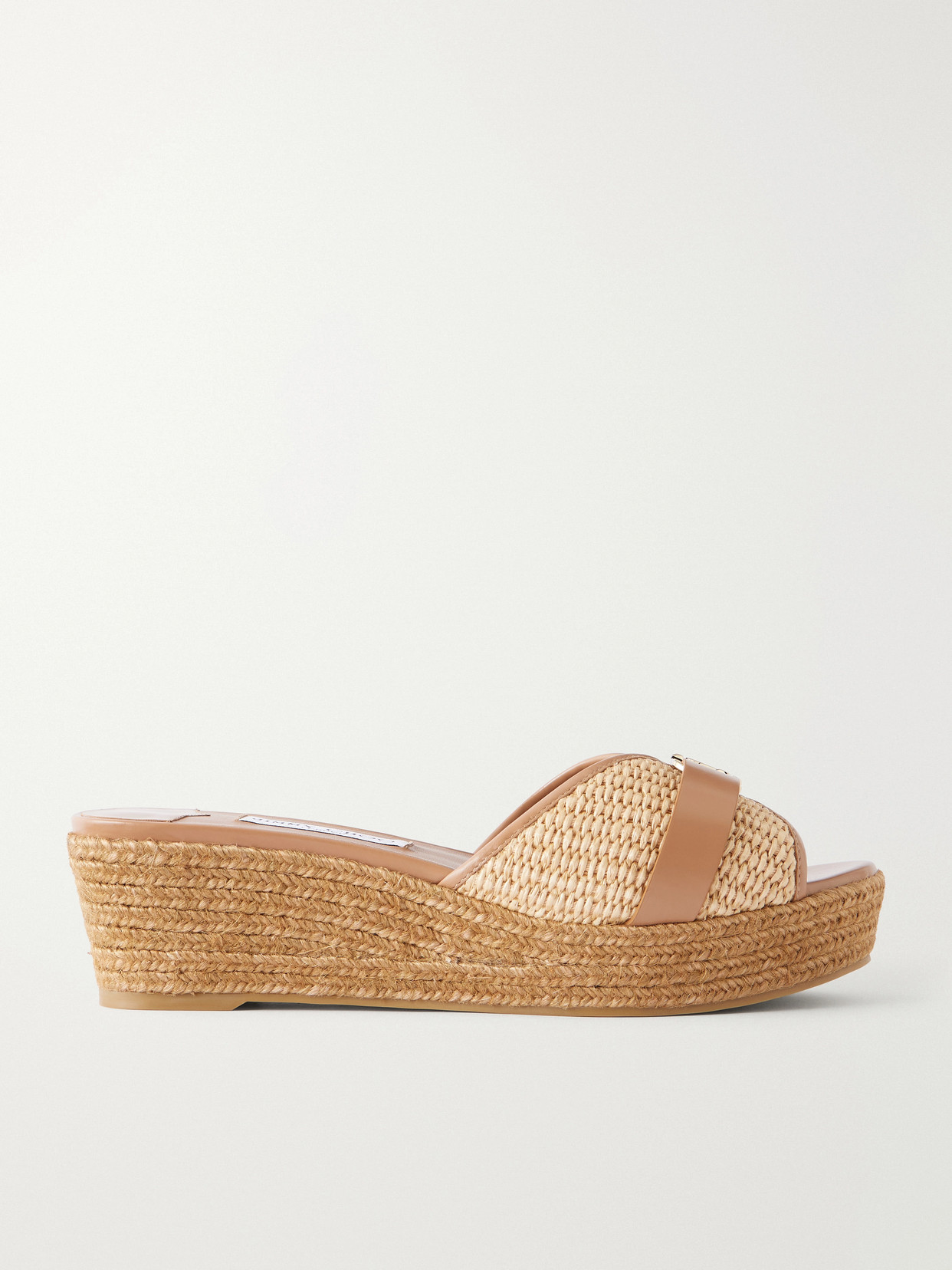Jimmy Choo Leda 50 Leather-trimmed Raffia Platform Espadrilles In Multi