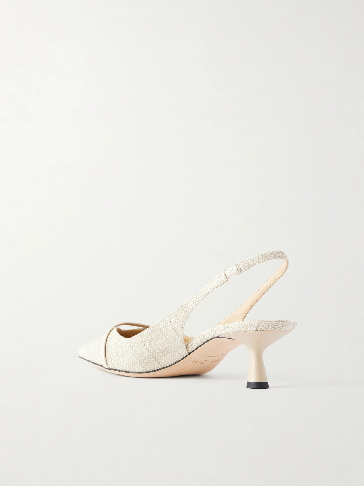 Amita 45 Leather-Trimmed Raffia Pumps