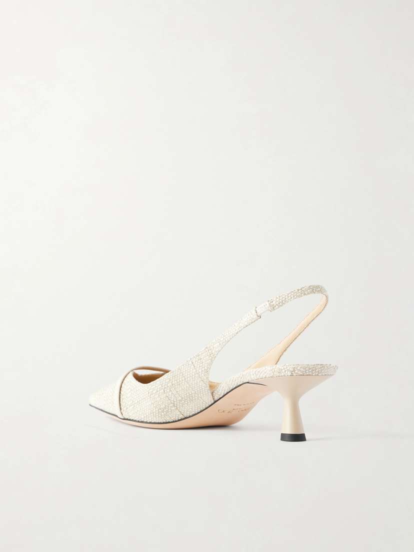 Jimmy Choo Amita 45 Leather-trimmed Raffia Pumps | Thumbnail 3