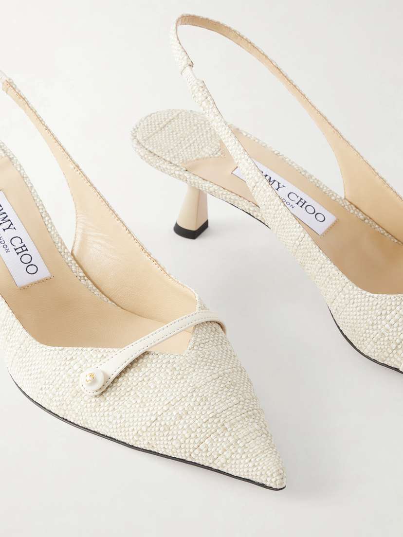 Jimmy Choo Amita 45 Leather-trimmed Raffia Pumps | Thumbnail 5
