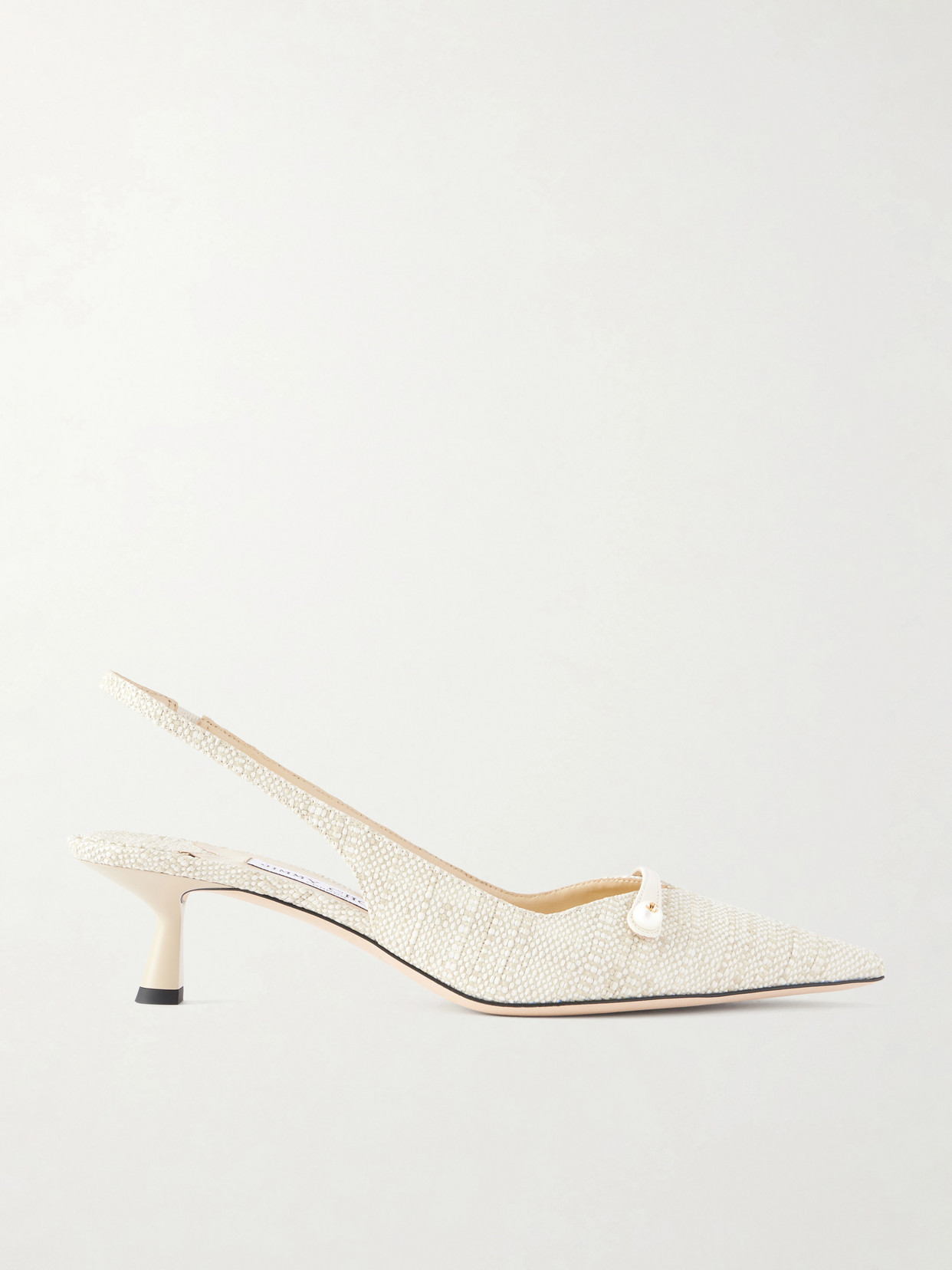 Jimmy Choo - Amita 45 Leather-trimmed Raffia Pumps - Neutrals