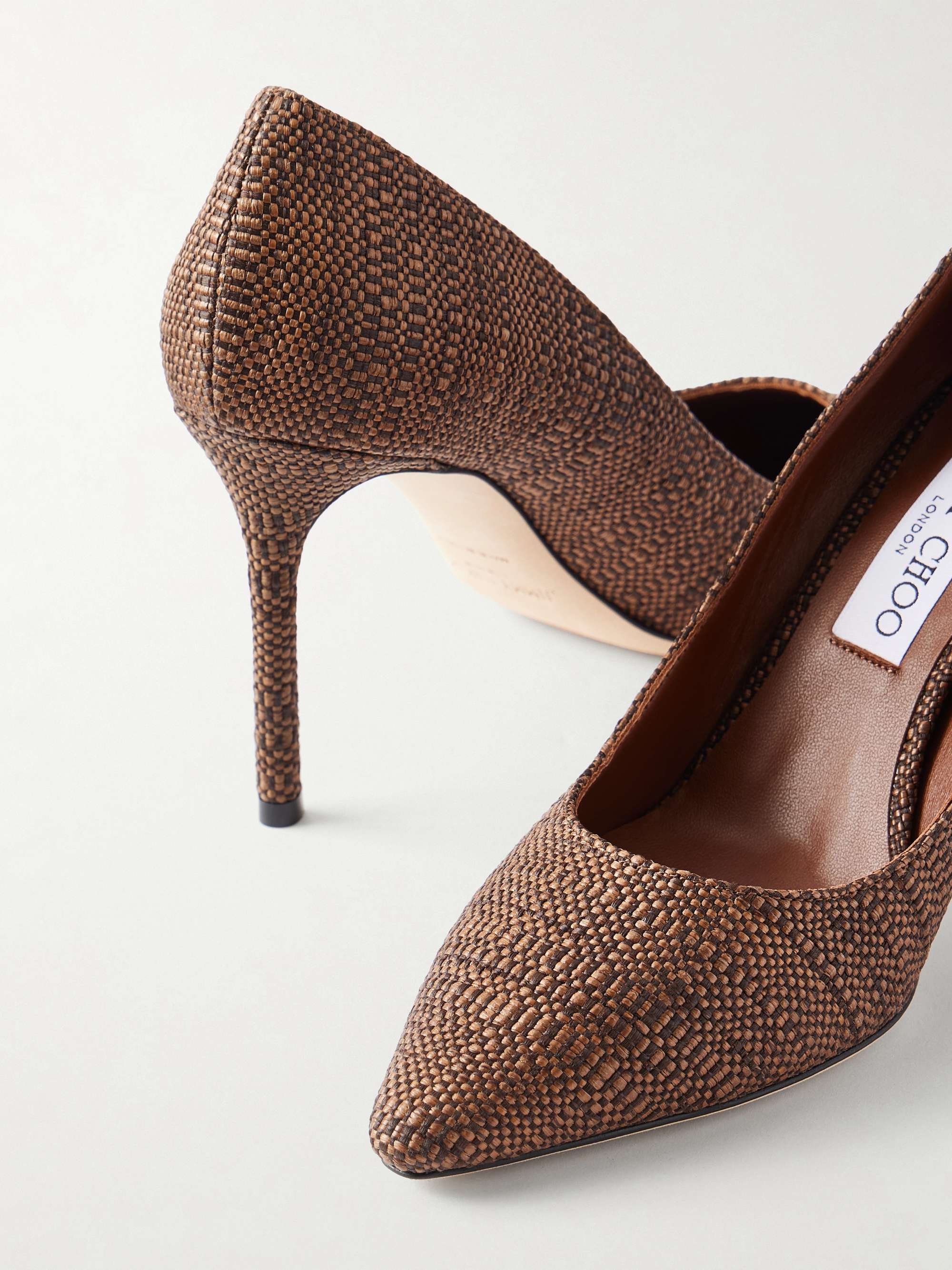 JIMMY CHOO Romy 85 raffia pumps | NET-A-PORTER