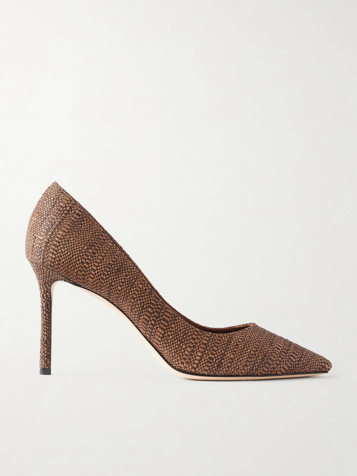 Jimmy Choo Romy 85 Raffia Pumps In Brown