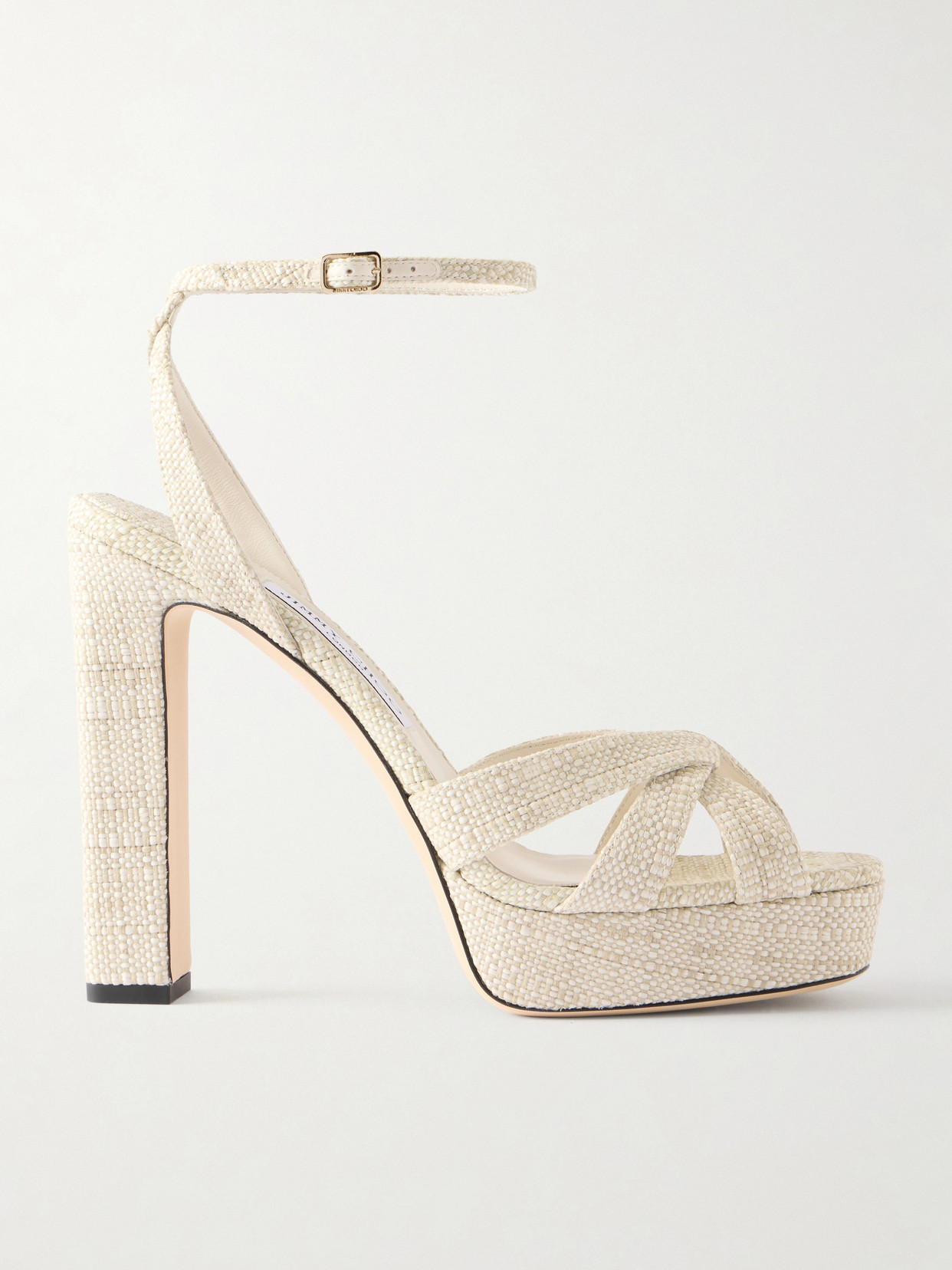 Jimmy Choo Kove 120 Raffia Platform Sandals In Neutral