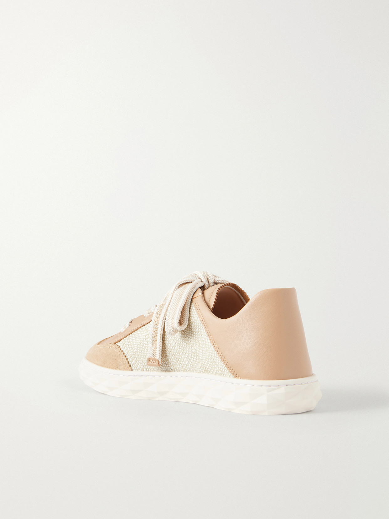 Diamond Light Flex Leather And Raffia Lace-Up Sneakers