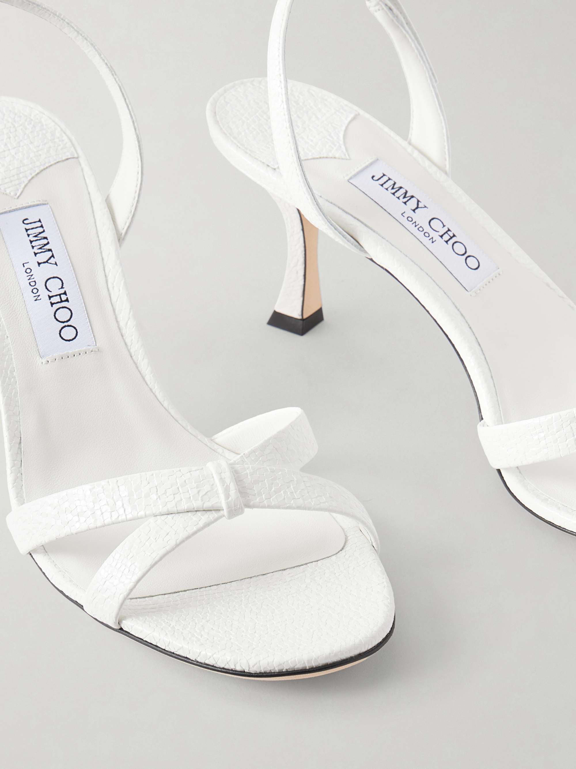 White Elsy 70 textured-leather sandals | JIMMY CHOO | NET-A-PORTER