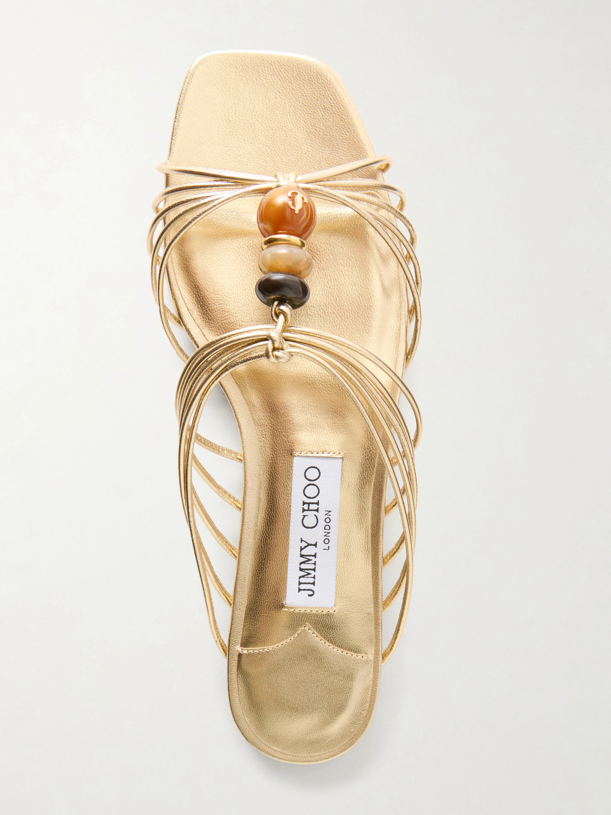 Jimmy Choo Lova Bead-embellished Sandals In Gold