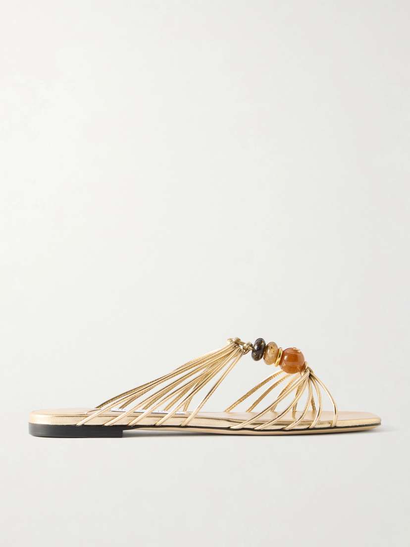 Jimmy Choo Lova Embellished Metallic Leather Sandals