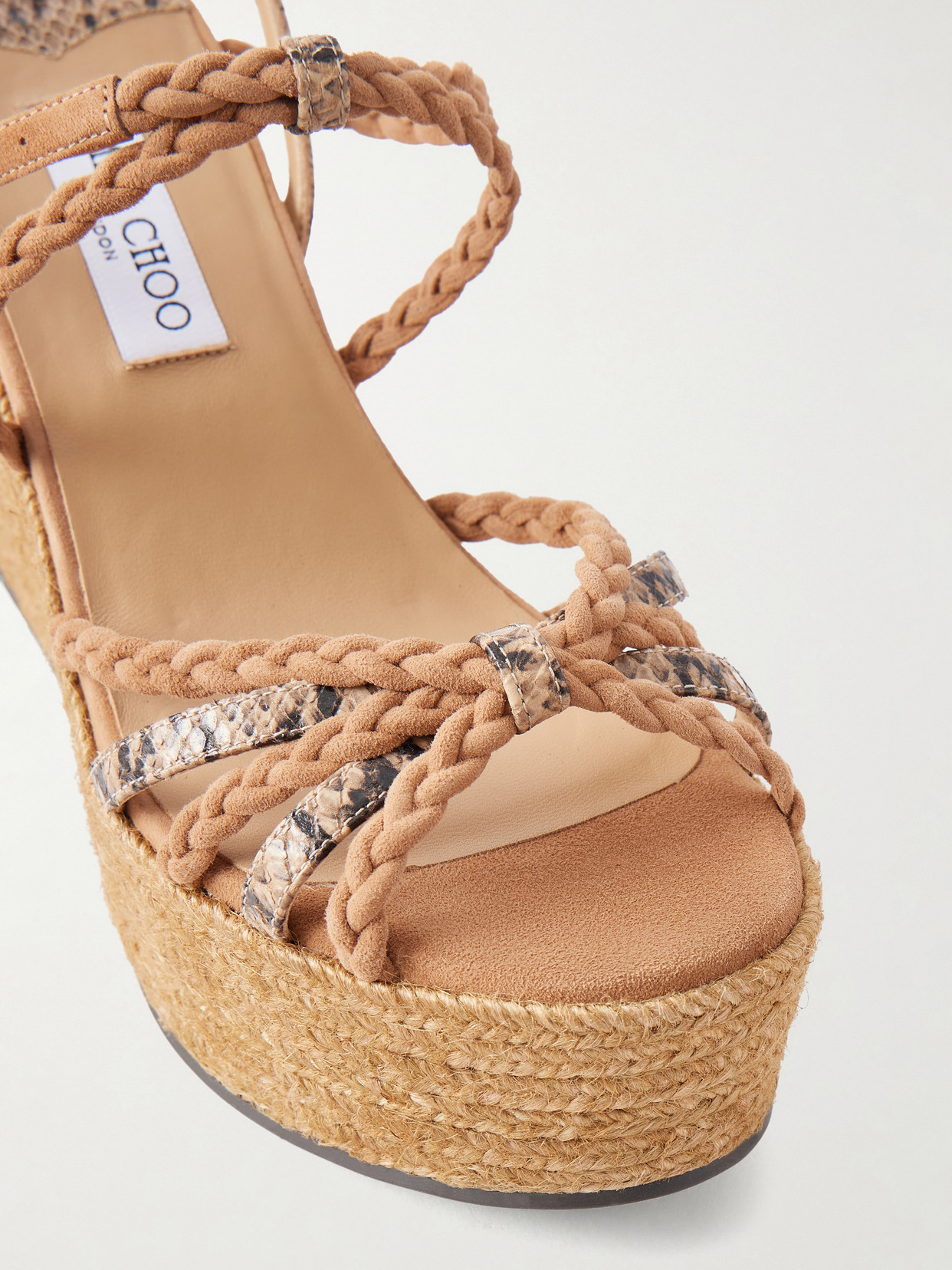 Nyra 100 Braided Snake-Effect Leather And Wedge