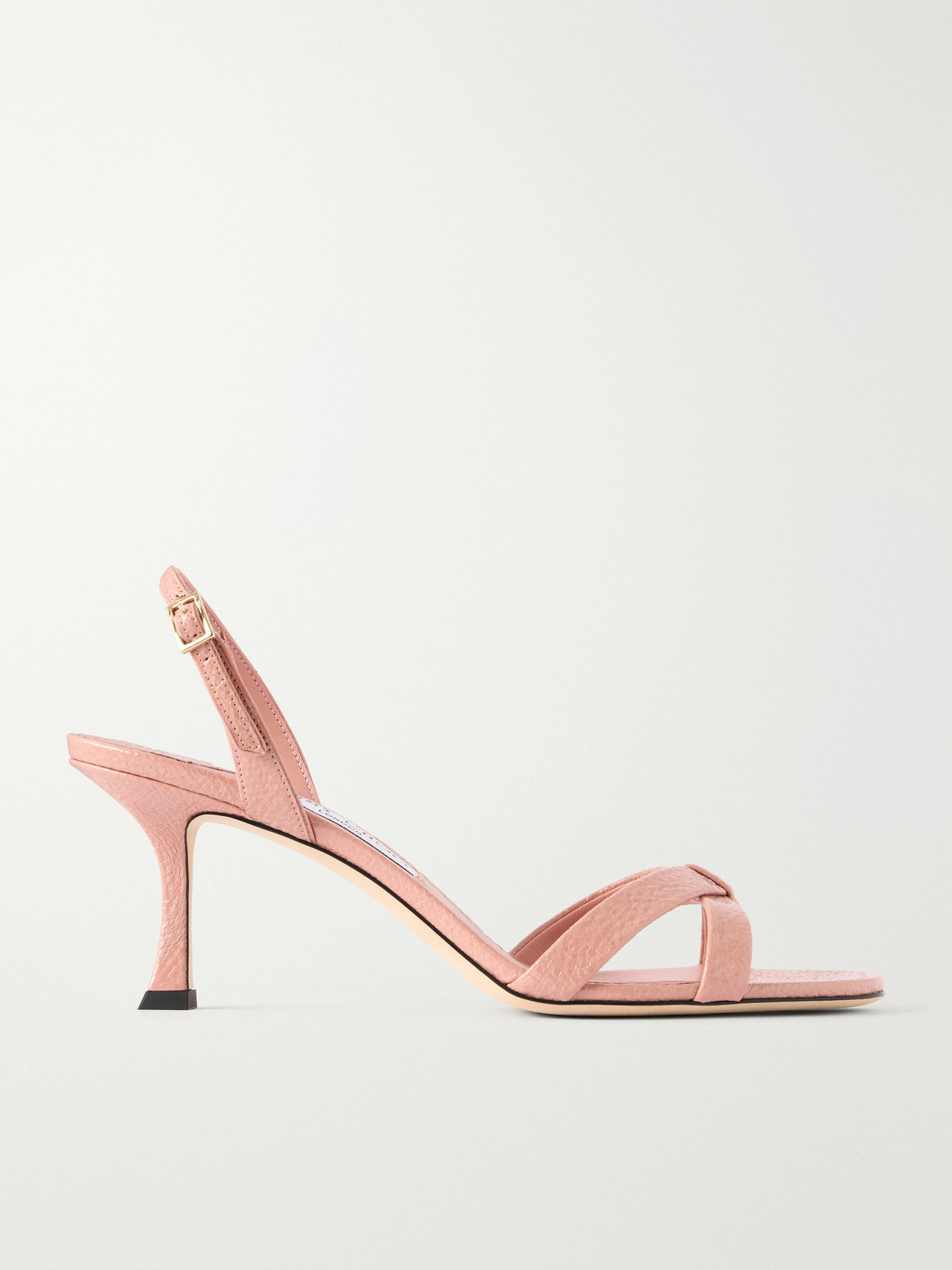 Jimmy Choo Elsy 70 Slingback Crackled-leather Sandals In Pink