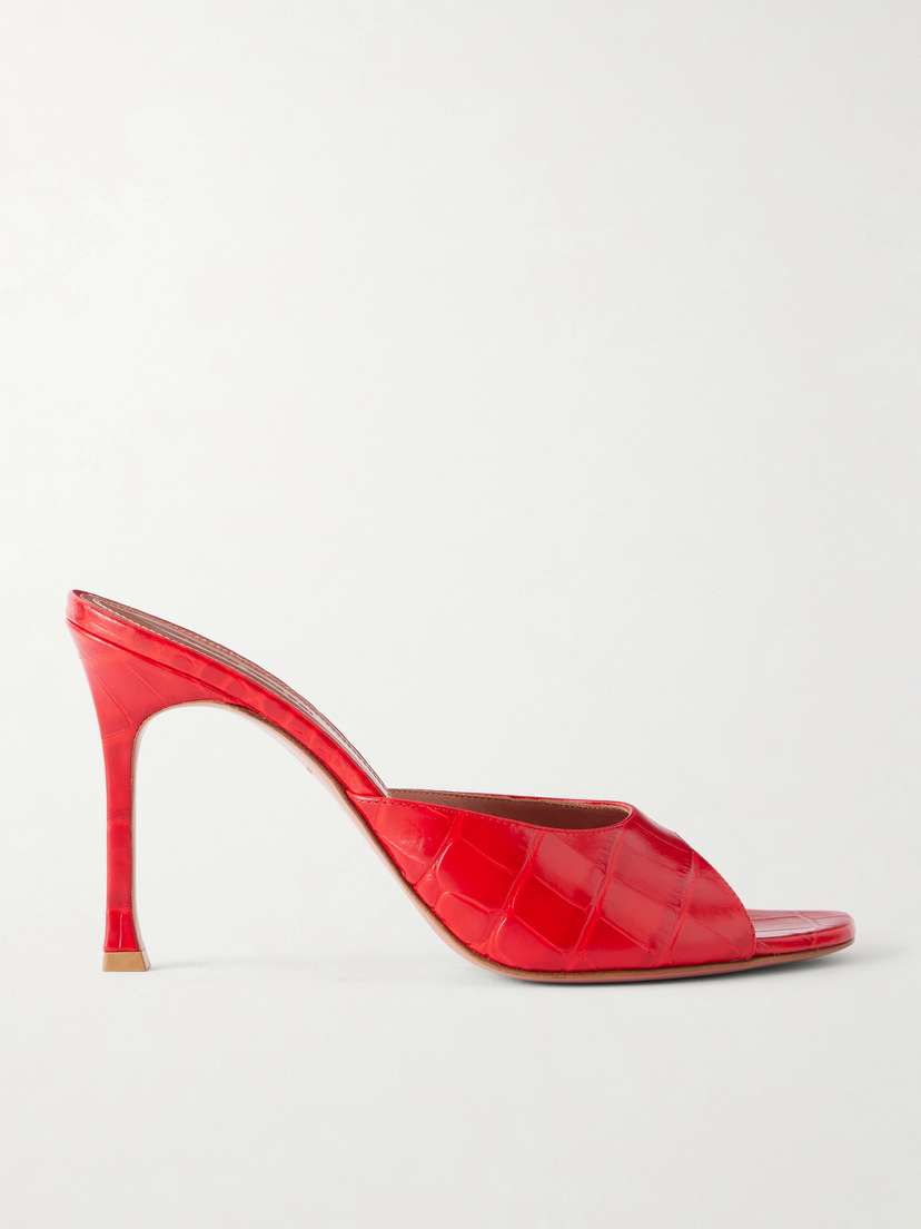 Amina Muaddi Alexa 95 Croc-effect Leather Mules
