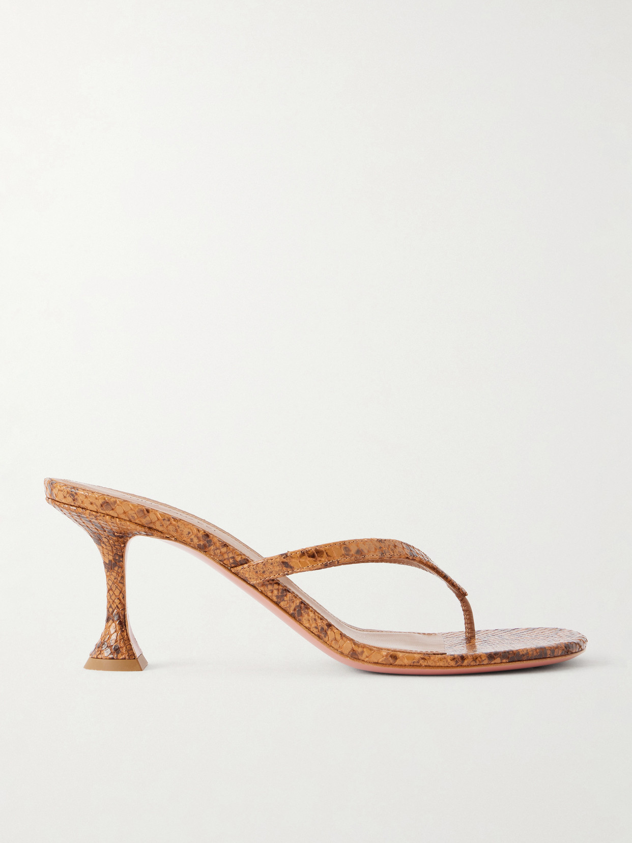 Amina Muaddi Juliette 70 Snake-effect Leather Thong Sandals In Brown